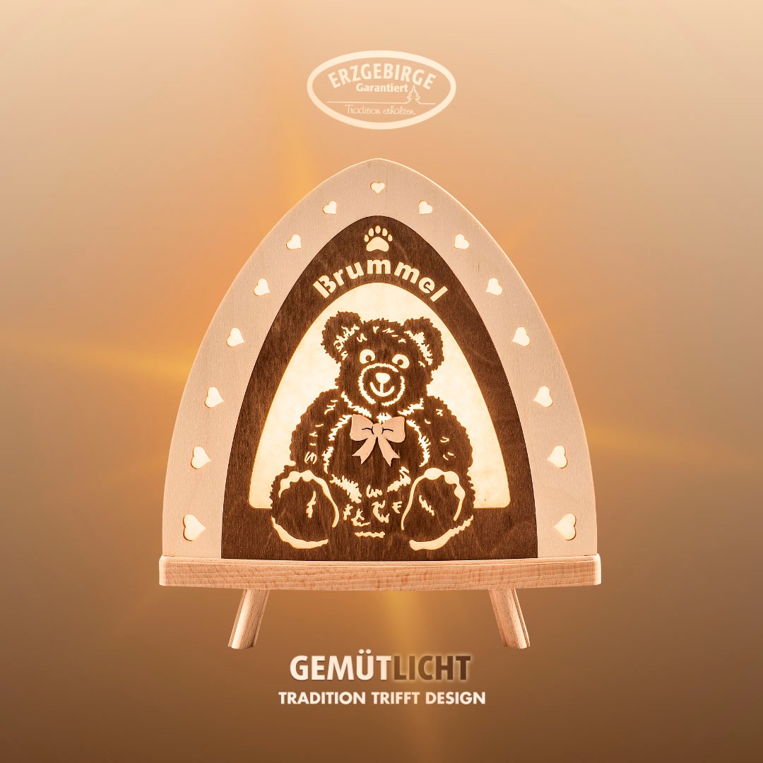 Weigla LED Dekolicht »Brummel, Holz, NATUR-BRAUN, Teddybär Lampe«, 1 flammi günstig online kaufen