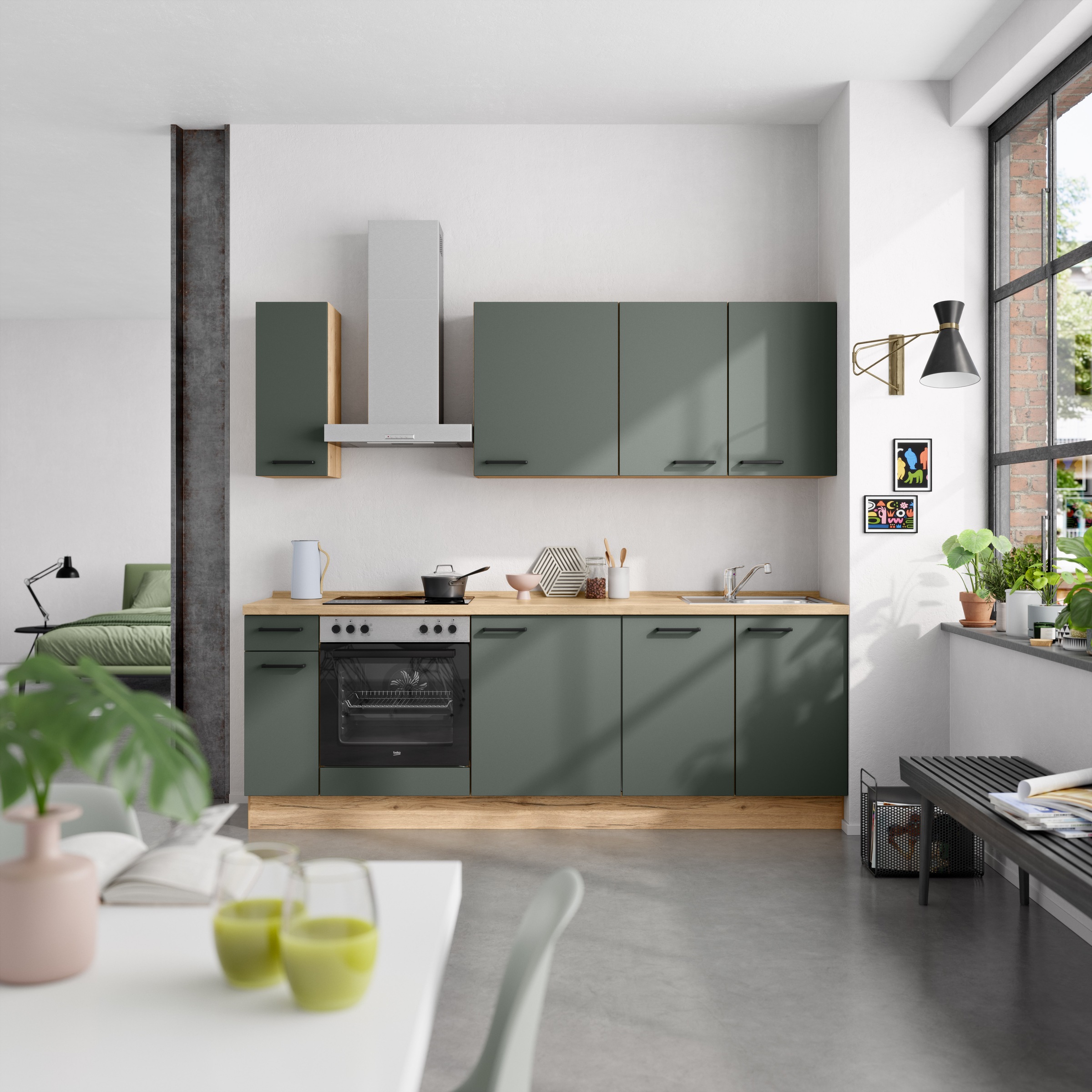 nobilia® Küchenzeile »"Easytouch I"«, vormontiert, Ausrichtung wählbar, Breite 240 cm, wahlw. mit E-Geräten