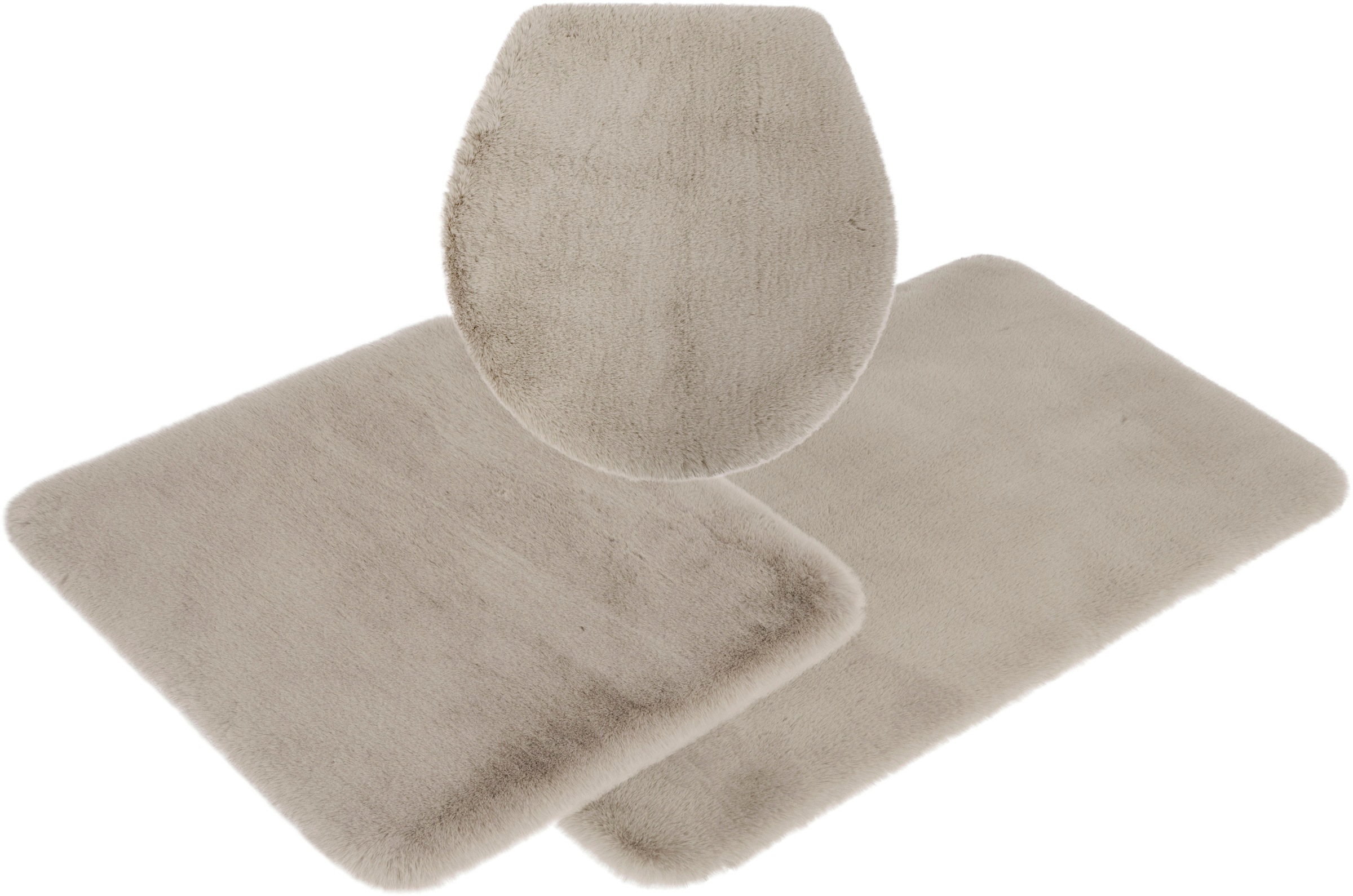 my home Badematte »Rabbit Badematten, Badvorleger, Badezimmer Teppich«, rutschhemmend beschichtet, strapazierfähig-fußbodenheizungsgeeignet-schnell trocknend, Kaninchenfell-Haptik, Badteppich, rechteckig, rund & als 3-tlg. Set