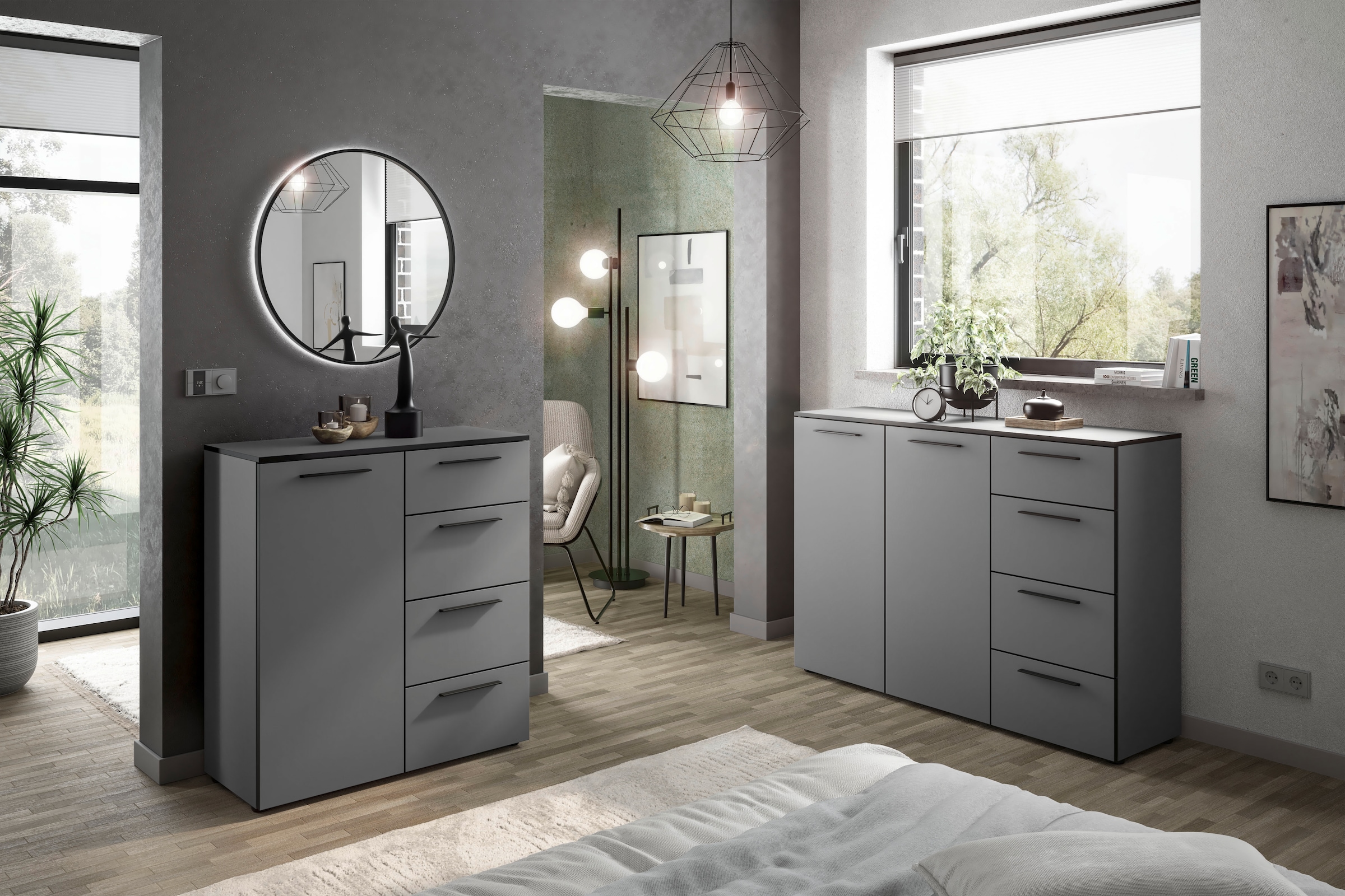 Manjana Möbel Kommode »Kommode mit Schwarz matten Metallgriffen in verschiedenen Ausführungen«