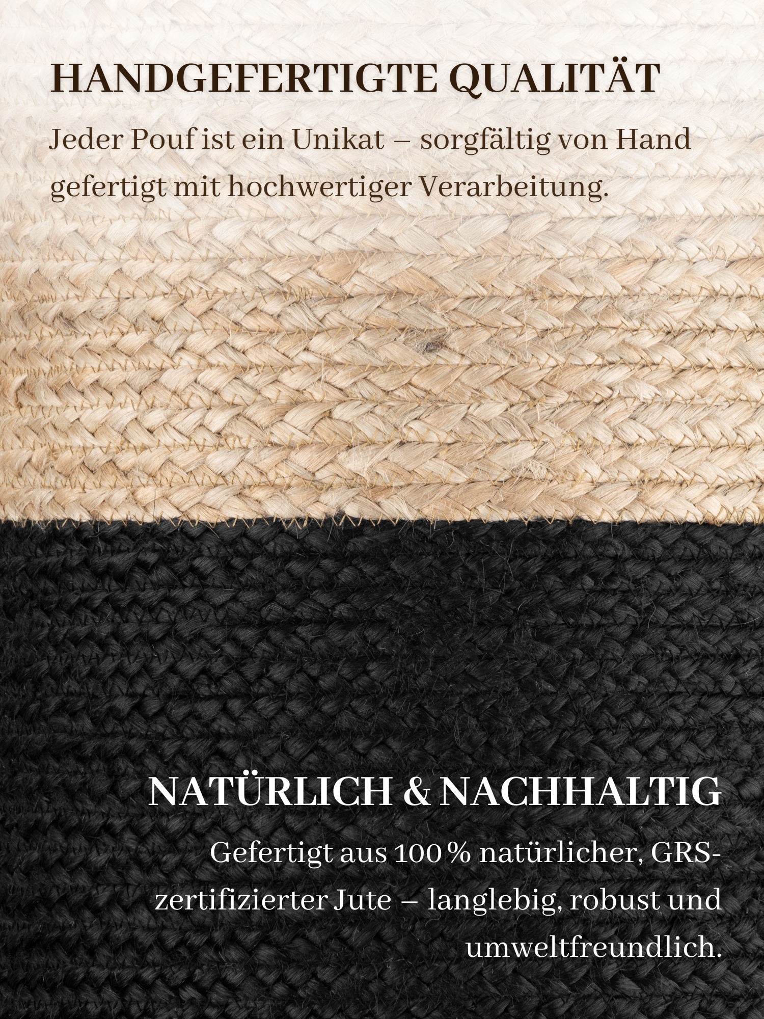 HANSE Home Pouf »Jutta, Jute«, (1 St.), Jute, Natur, Wohnzimmer, Esszimmer, Schlafzimmer, Flur, Modern, Boho