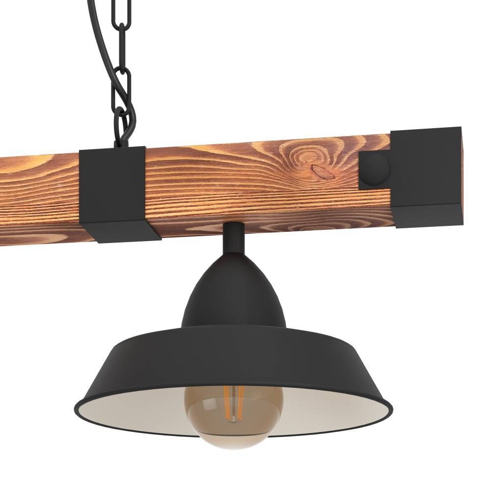 EGLO Hängeleuchte »OLDBURY«, 2 flammig, Leuchtmittel E27 | ohne Leuchtmittel, Vintage Pendelleuchte, Schwarz, braun, E27, 86 cm, FSC zertifiziert