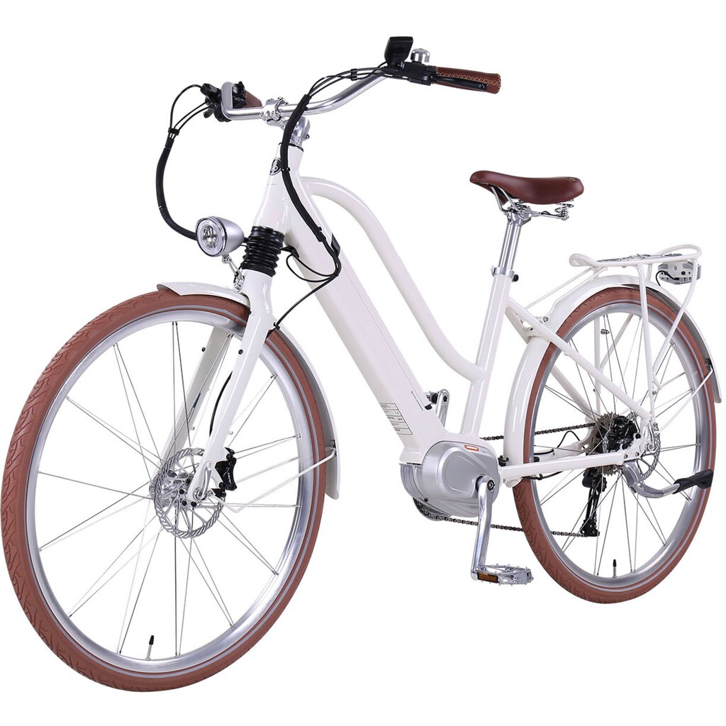 eGO Movement E-Bike »Classic 25 Cleopatra Trapez 45 cm Weiß 28"«, 10 Gang, Shimano, Deore, Mittelmotor 250 W