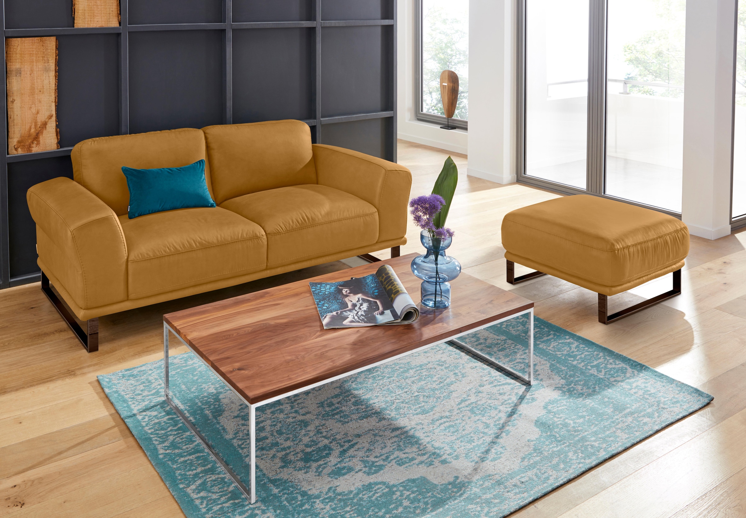W.SCHILLIG Hocker »montanaa«, mit Metallkufen in Bronze pulverbeschichtet, Breite 71 cm
