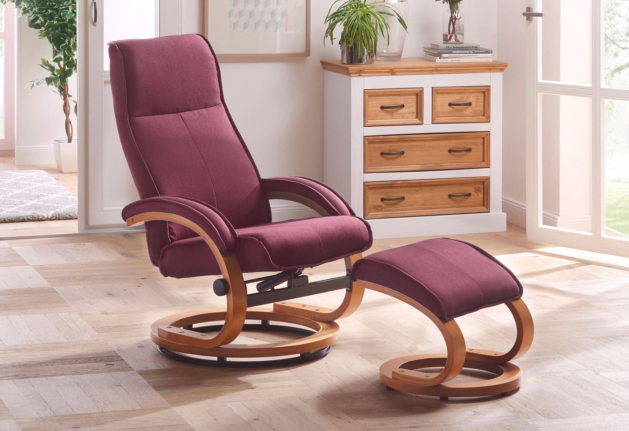 Home affaire Relaxsessel »Paris, TV-Sessel mit Hocker und manueller Liegefunktion«, (Set, 2 St., bestehend aus Sessel und Hocker), Set (Sessel und Hocker), Dreh- und Kippfunktion