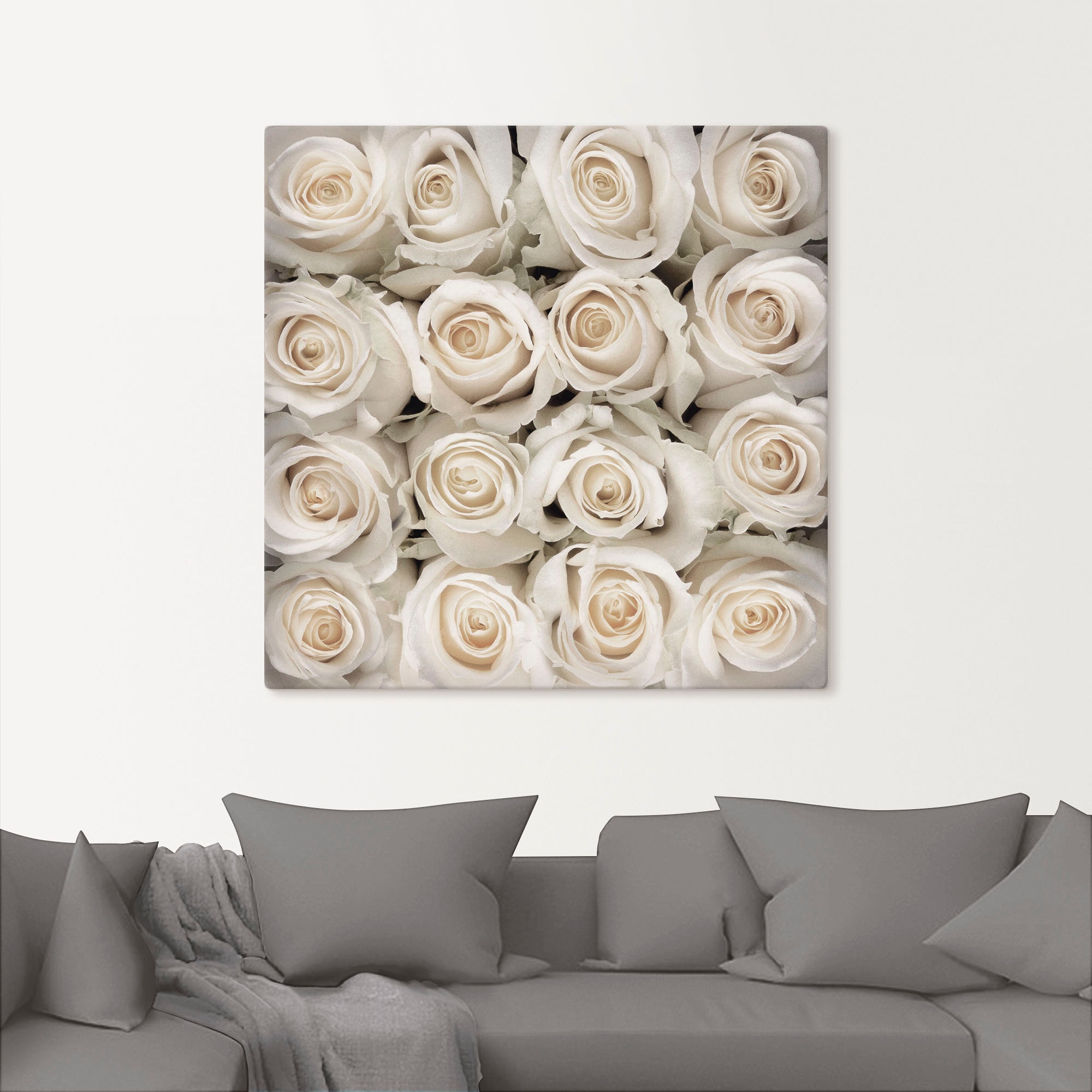 Artland Leinwandbild »Weiße Rosenkreation« Blumen 1 Stk. tlg. auf Holzrahmen gespannt