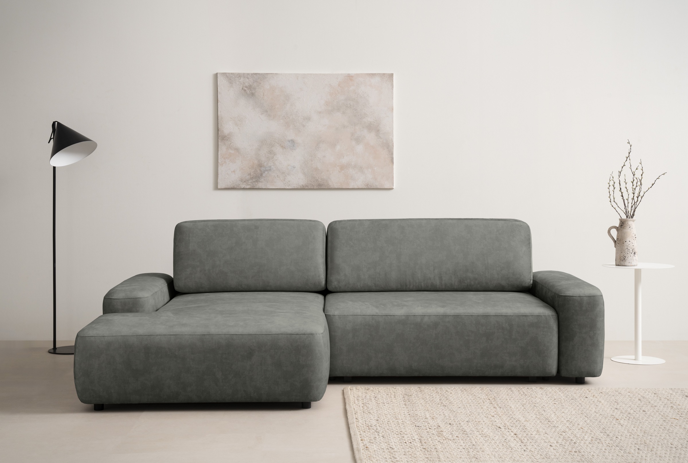 INOSIGN Ecksofa »TORGE (264cm), Schlafsofa in Cord, Samtvelours o Struktur fein, L-Form«, Schlaffunktion, Bettkasten, Liegefläche: 125/210 cm