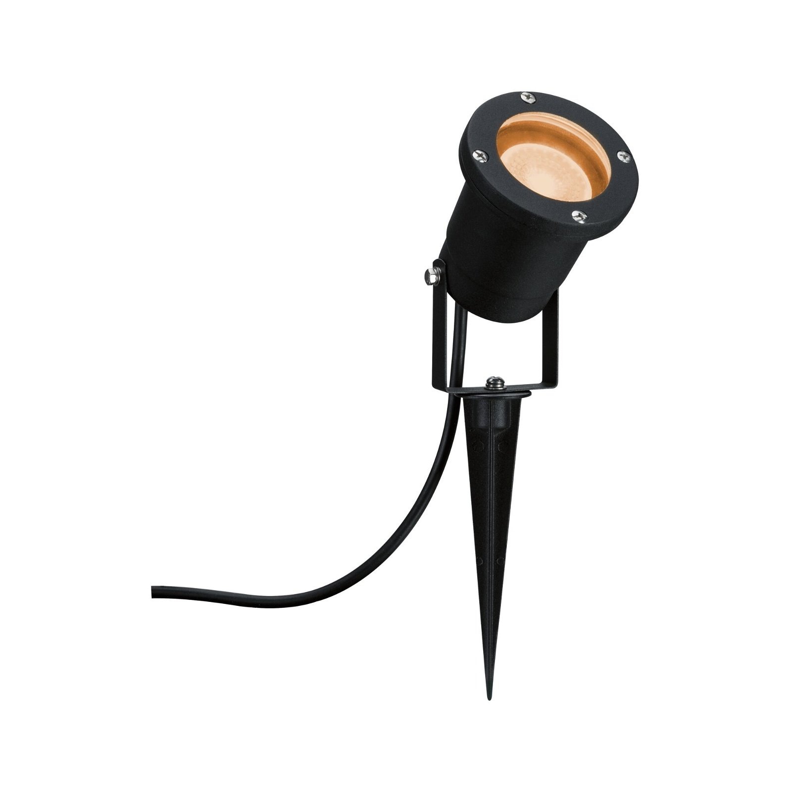 Paulmann LED Gartenstrahler »IP65 rund 92mm 2200K 4,3W 320lm 230V 38-38° Schwarz Metall«, 1 flammig-flammig, Goldlicht insektenfreundlich