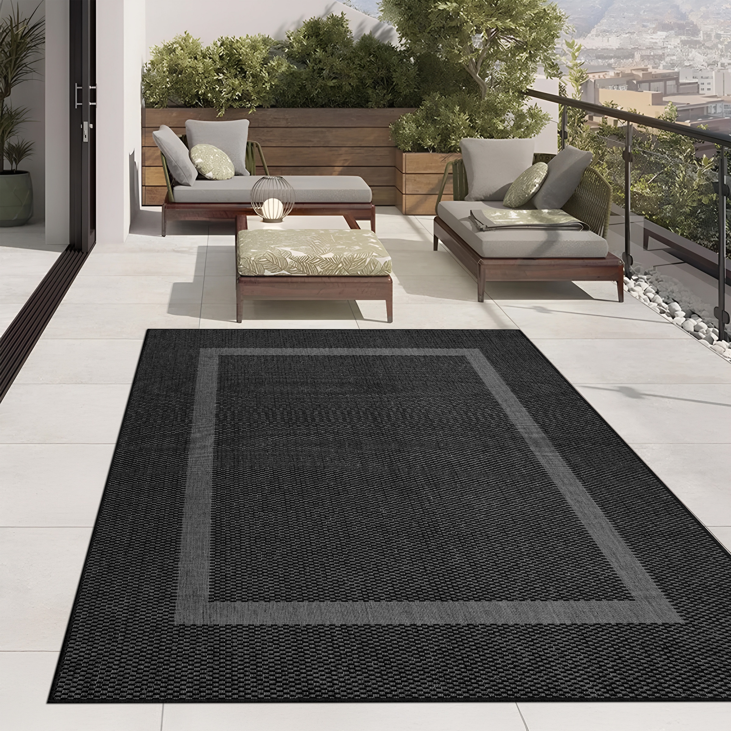 my home Teppich »Venedig Bordüre auch als Läufer erhältlich«, rechteckig, 3 mm Höhe, In- und Outdoor geeignet, Sisal-Optik, Wetterfest & UV-beständig