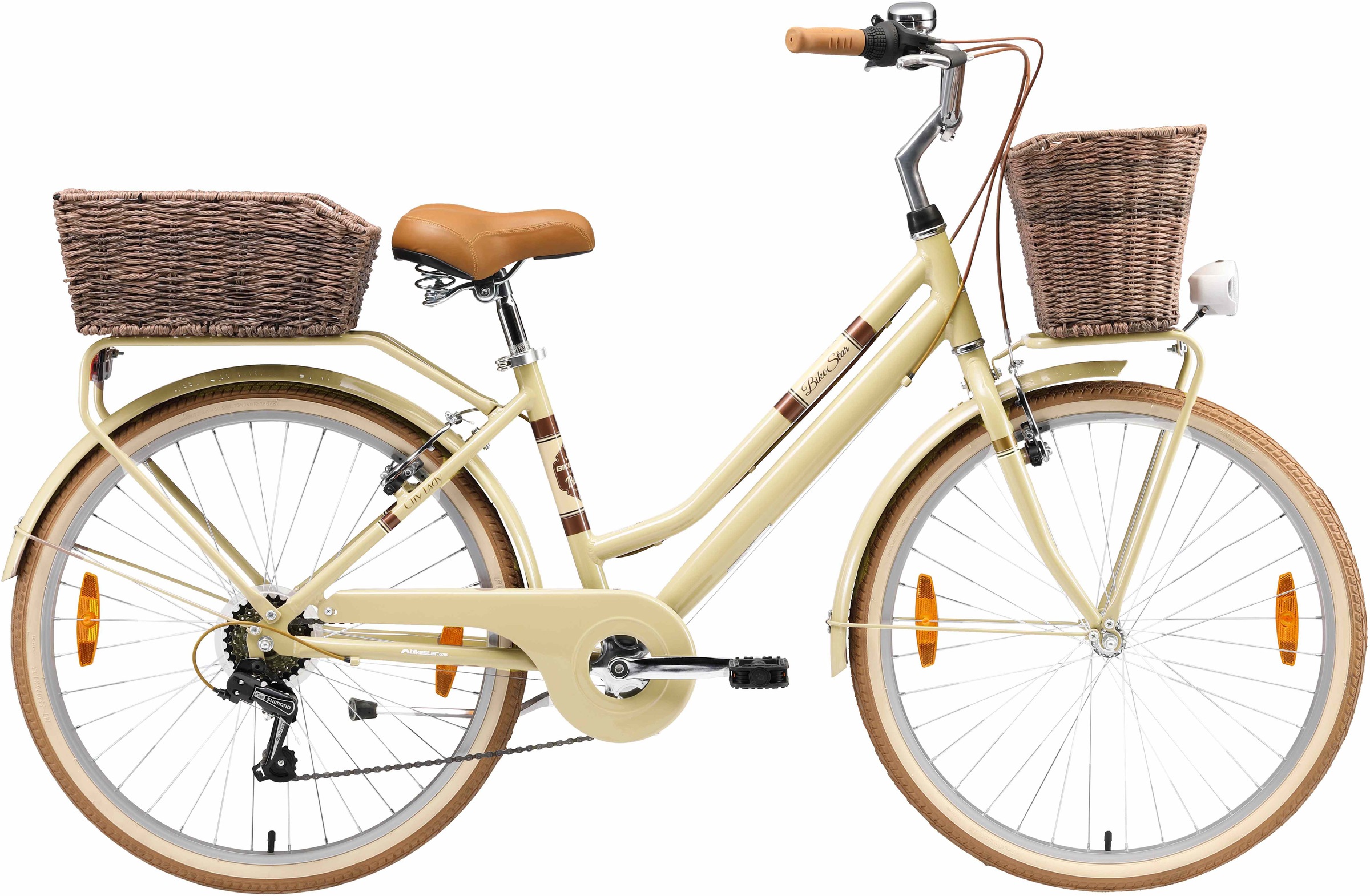 Bikestar Cityrad, 7 Gang, Shimano, RD-TY21 Schaltwerk, Kettenschaltung, für Damen, Kettenschaltung