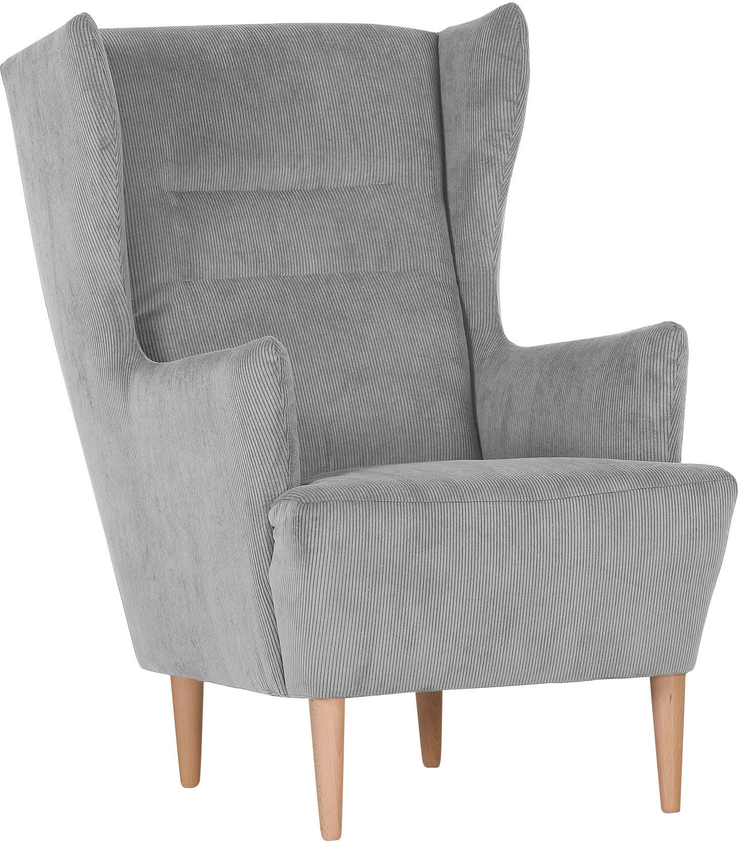 Ohrensessel, silbergrau Feincord