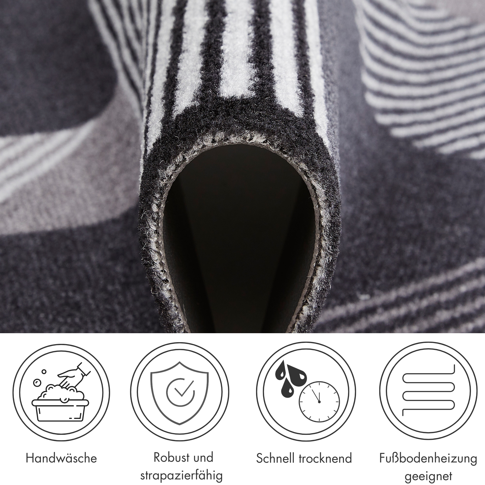 Barbara Becker Fußmatte »Sense, Made in Belgium«, rechteckig, 7 mm Höhe, Schmutzfangmatte, modernes Design, waschbar, auch als Läufer