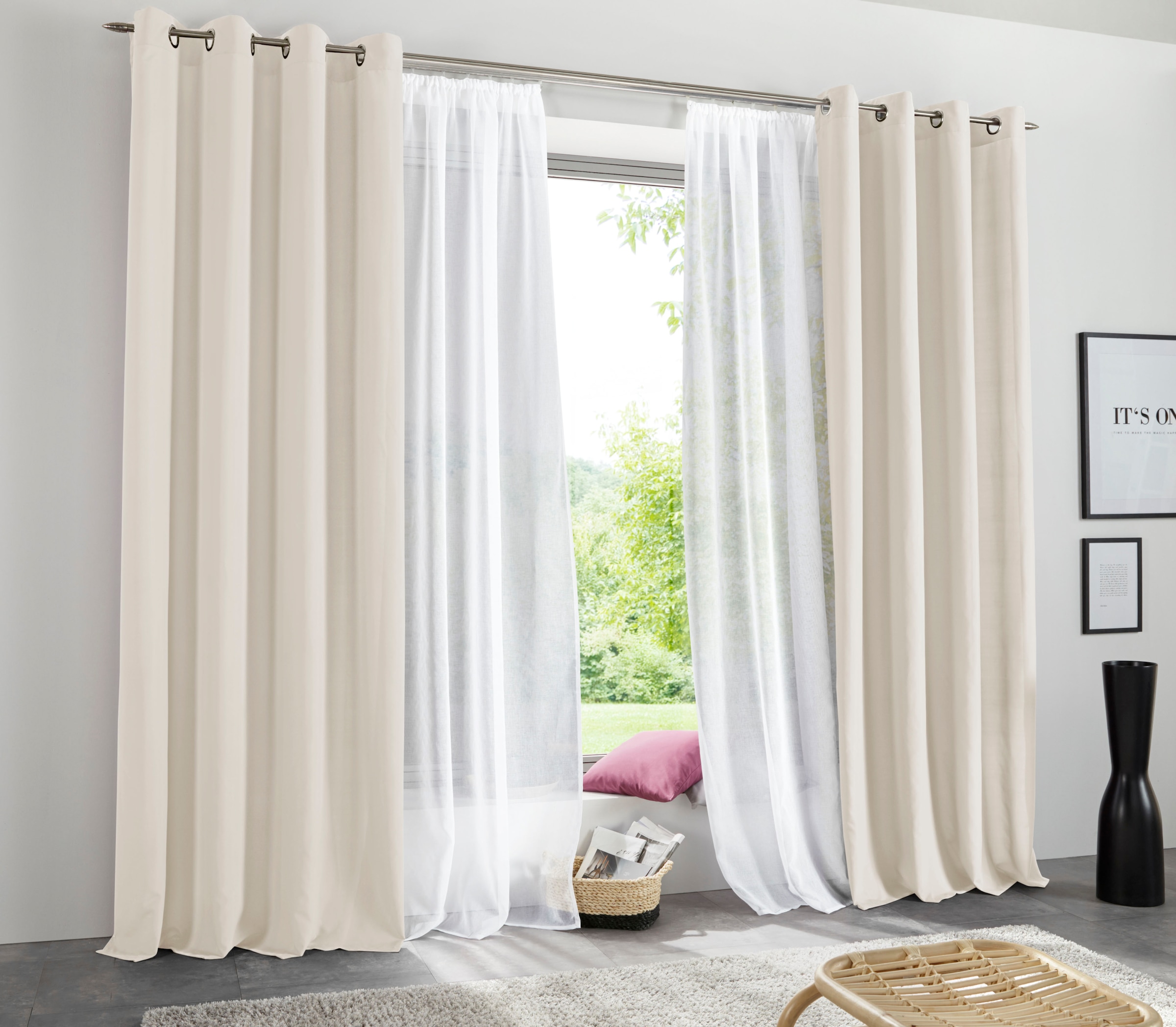 my home Vorhang »Raja«, (2 St.), 2er-Set, Bestseller, einfarbig, modern, pflegeleichte Mikrofaser