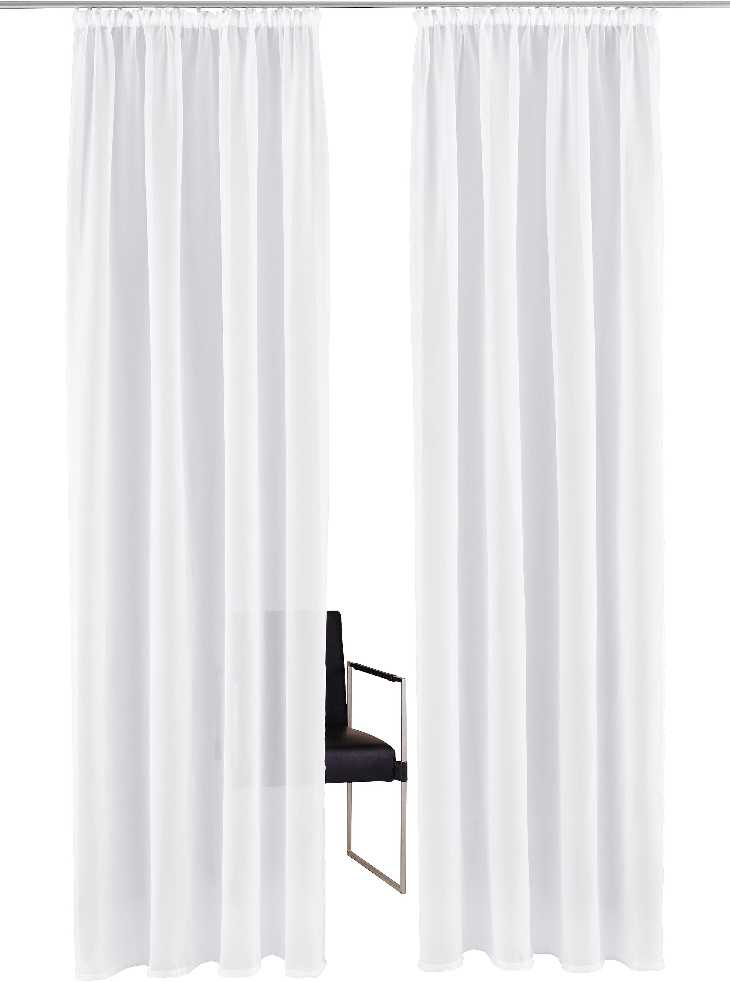 my home Gardine »XANA mit Ösen, Kräuselband oder Schlaufen«, (2 St.), Bestseller, einfarbig, 1 bzw. 2 Schals, pflegeleicht, Schal