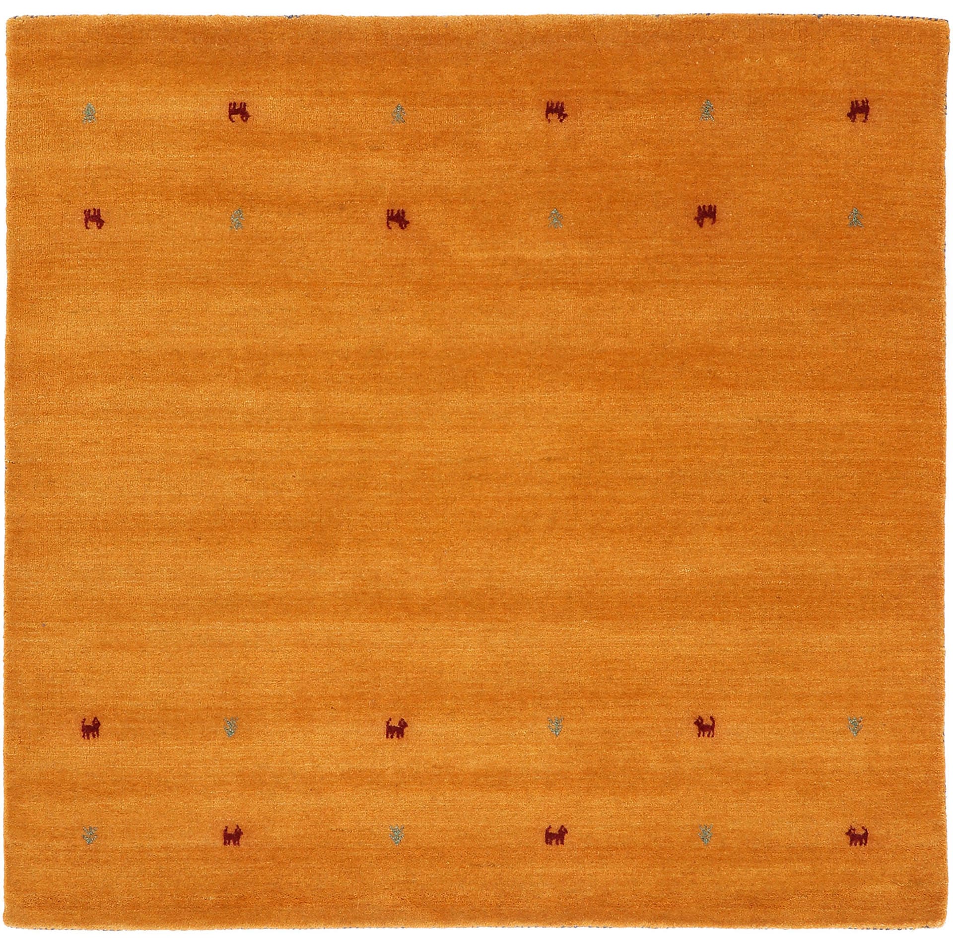 carpetfine Wollteppich »Gabbeh-Uni«, quadratisch, reine Wolle, handgewebt, Gabbeh Loom Tiermotiv, Sonderform Quadrat