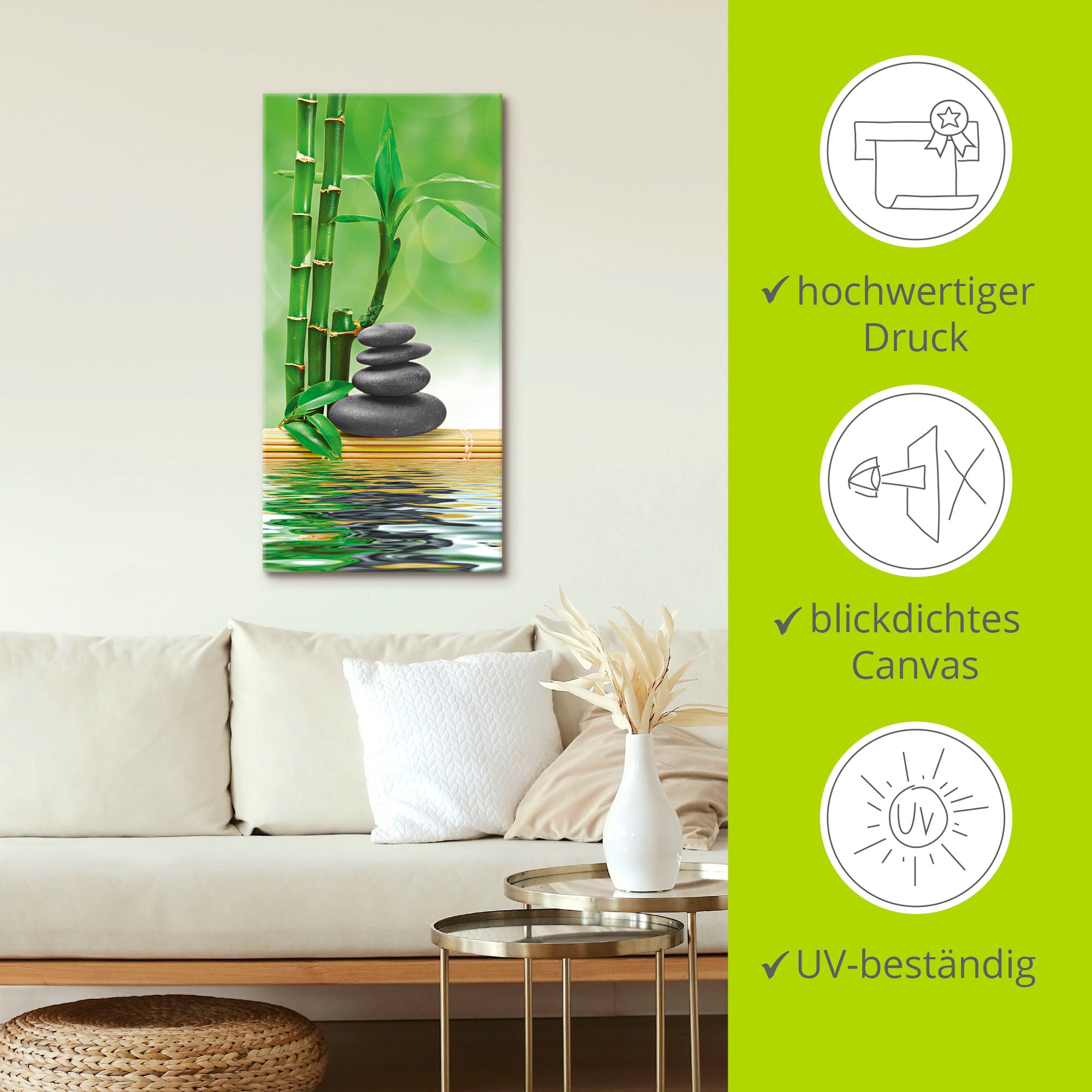 Artland Wandbild »Spa Konzept Zen Basaltsteine«, Zen, (1 St.), als Leinwandbild, Poster, Wandaufkleber in verschied. Größen