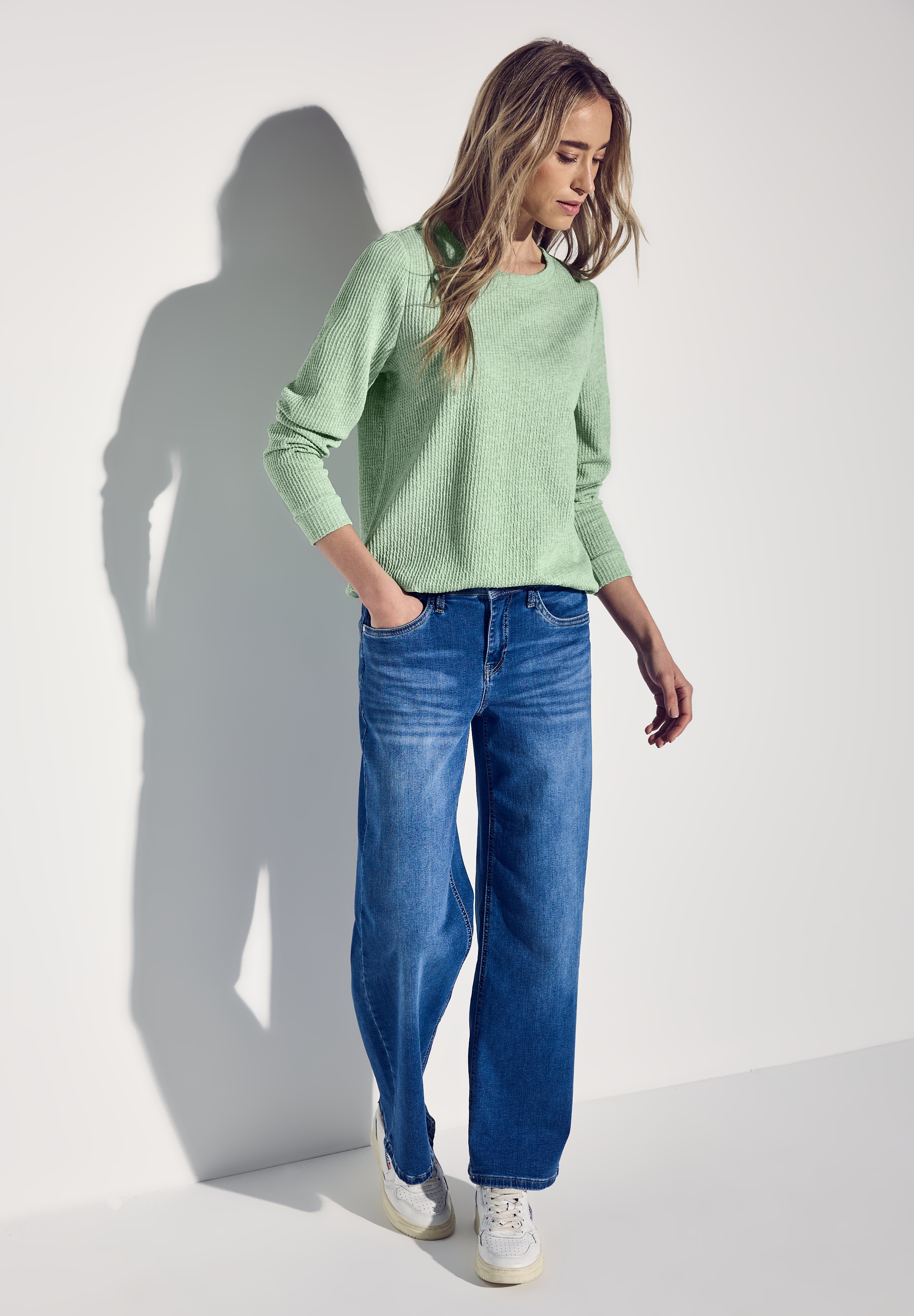 STREET ONE Sweatshirt, Struktur-Optik, mit elastischem Saum mit Tunnelzug