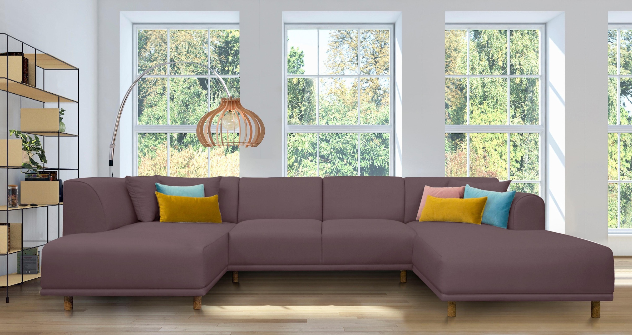 andas Wohnlandschaft »Maroon U-Form«, in skandinavischem Design, mit losen Kissen