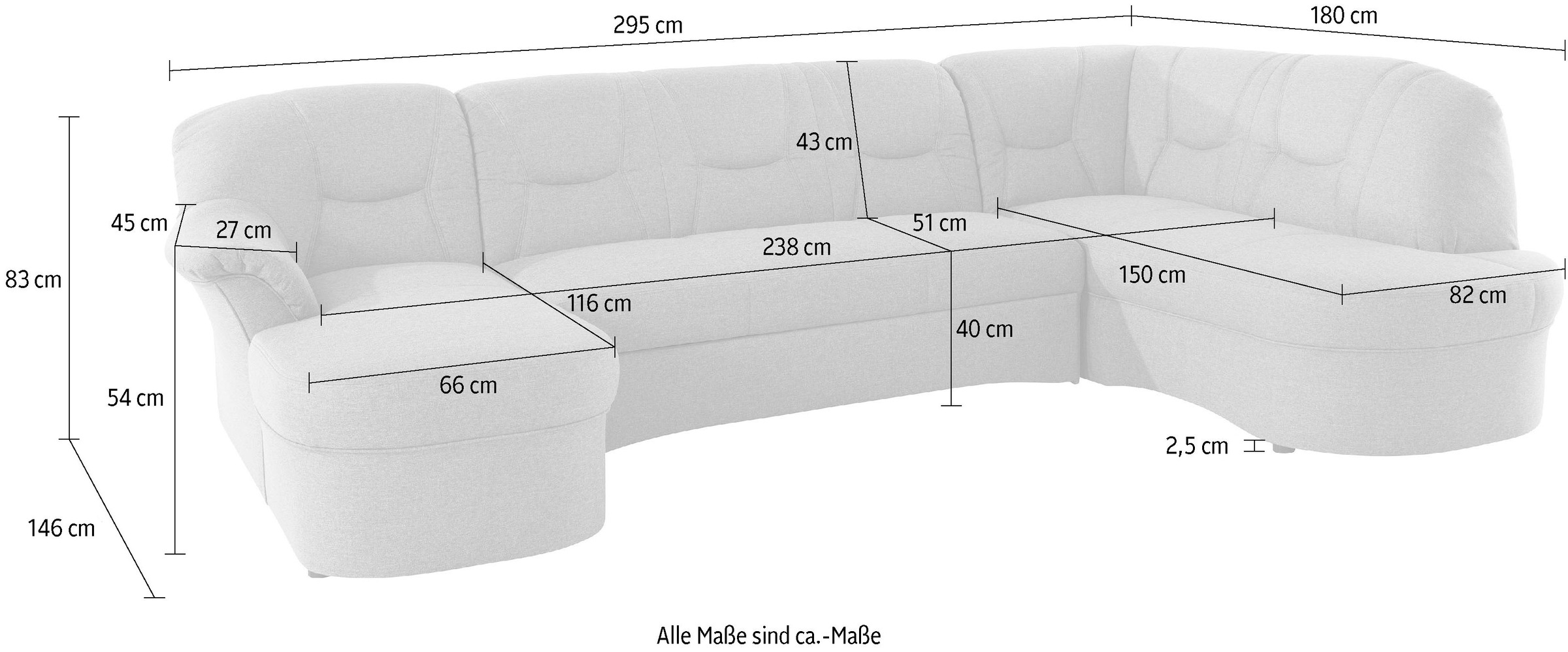 DOMO collection Wohnlandschaft »Sarafina, zeitlos und komfortabel, optional mit Federkern, U-Form«, wahlweise mit Bettfunktion