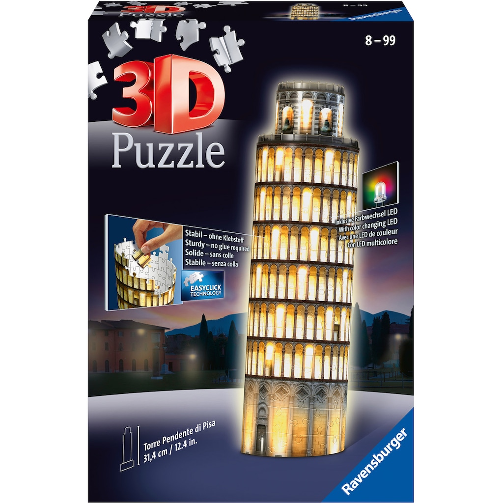 Ravensburger 3D-Puzzle »Schiefer Turm von Pisa bei Nacht«, mit Farbwechsel LEDs; Made in Europe, FSC® - schützt Wald - weltweit