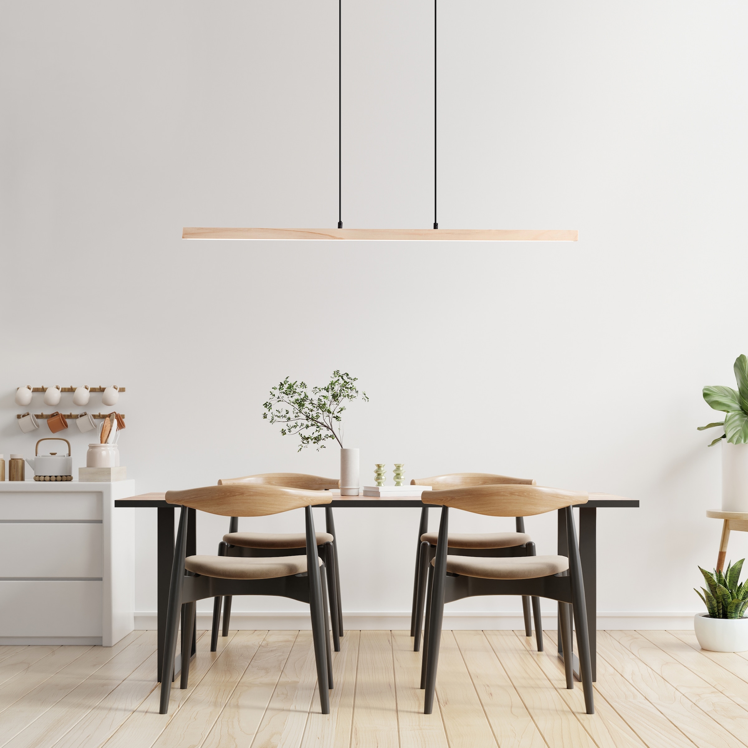 Brilliant LED Pendelleuchte »Arion«, aus Holz, 150 cm Höhe, 103 cm Breite, 2400 lm, 3000 K