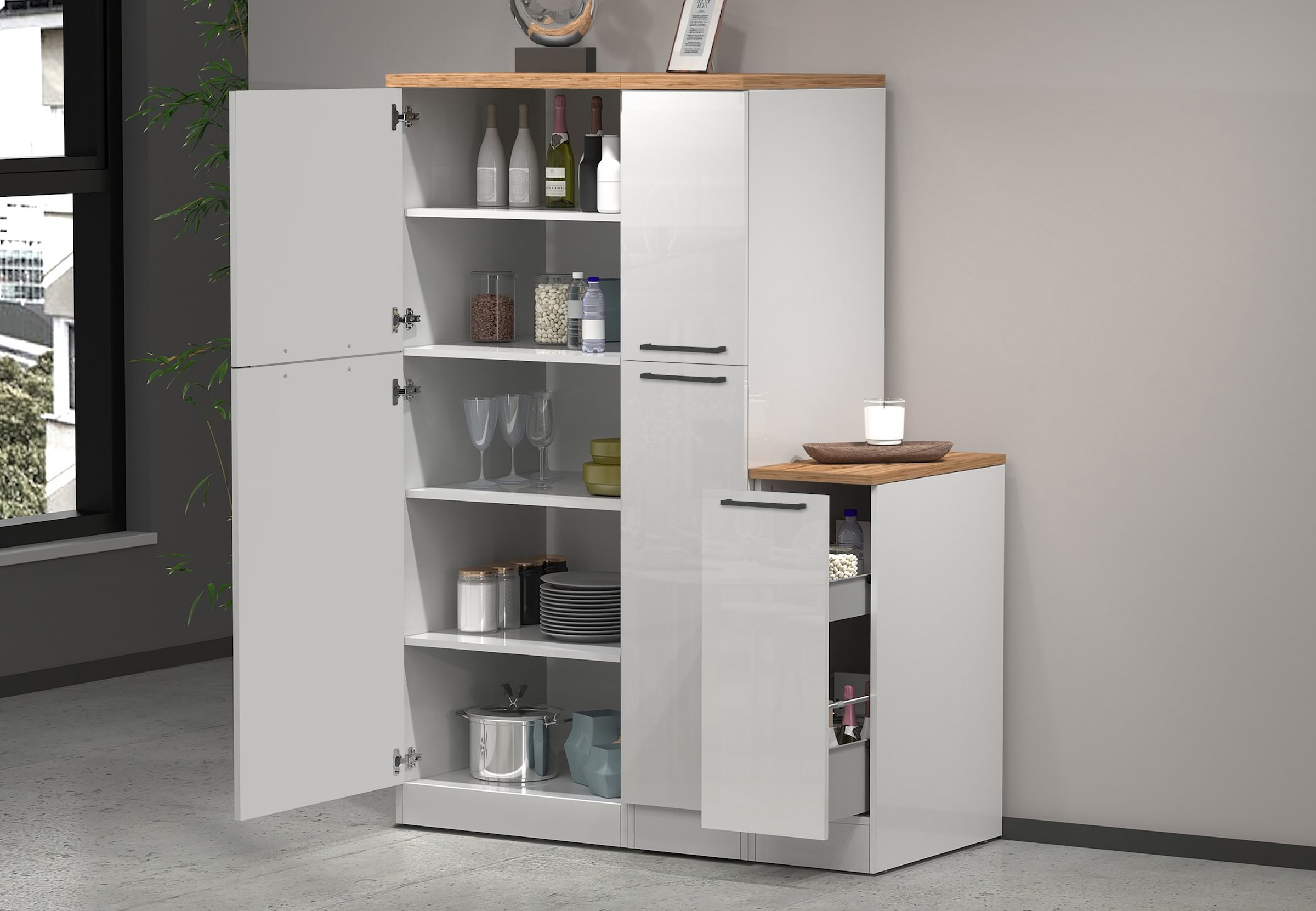 KOCHSTATION Vorratsschrank »KS-Sole,Hauswirtschaftsschrank,Stauschrank,Küchenschrank« Breite/Höhe 60/165 cm, 5 Fächer