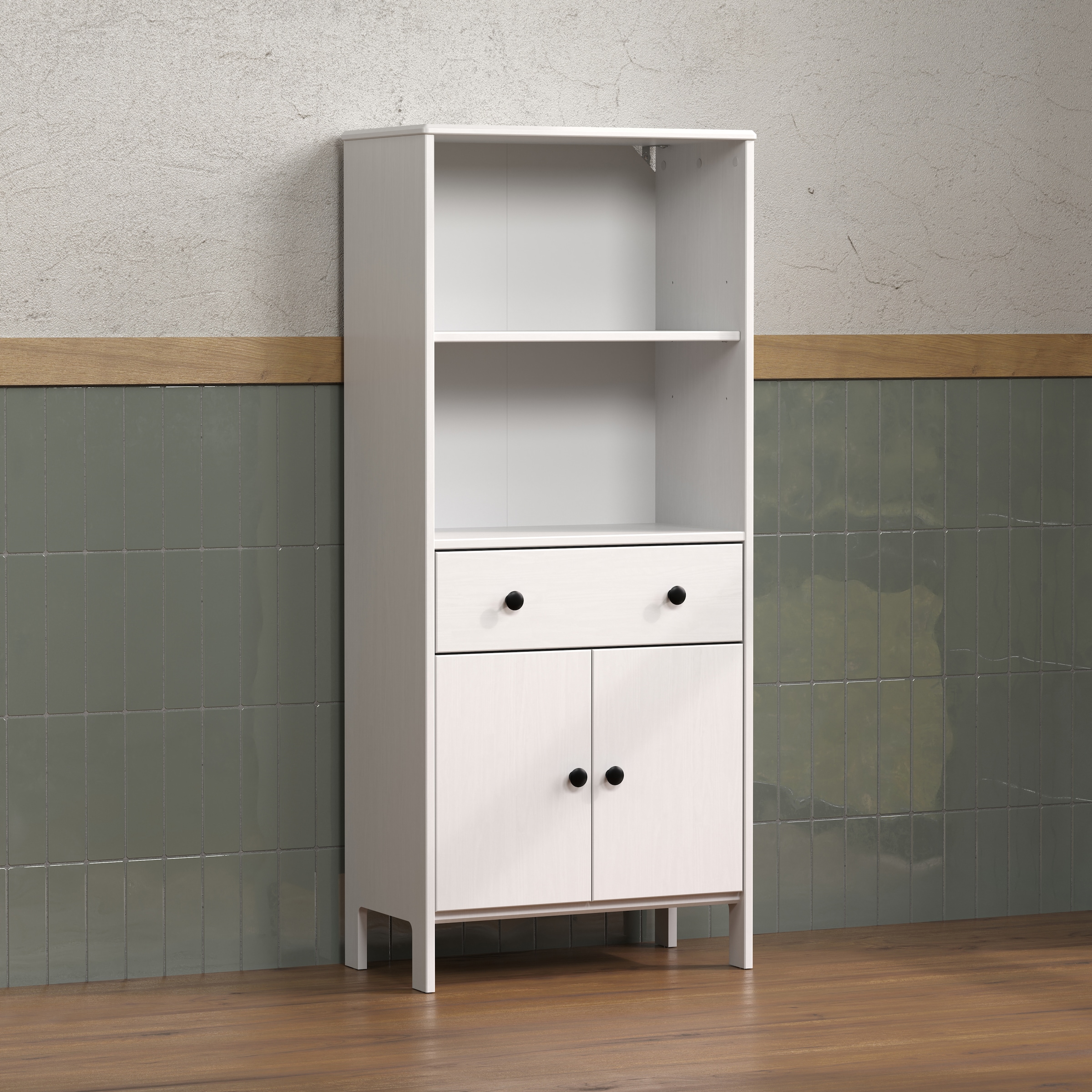 welltime Midischrank »Kall«, (1 St.), Breites Badregal aus Kiefer-Massivholz - Weiß oder Braun lackiert