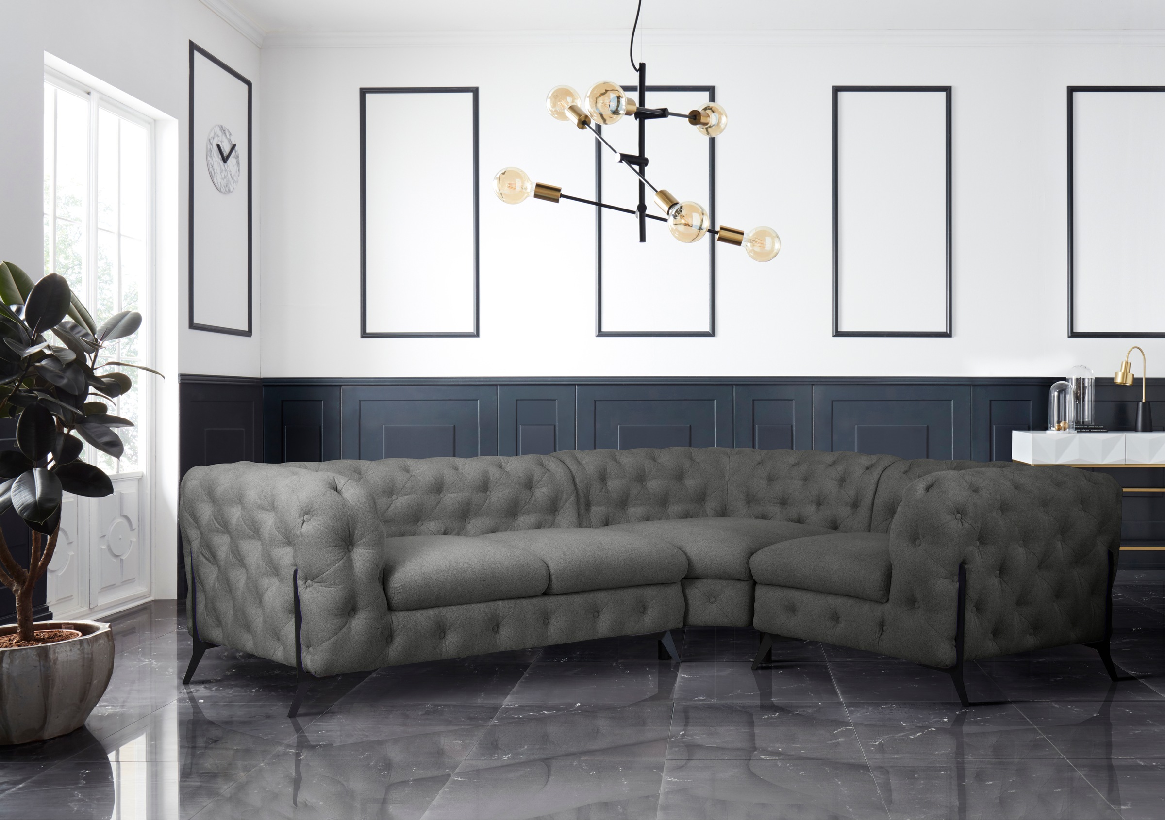 Home affaire Chesterfield-Sofa »Amaury L-Form« moderne Chersterfield-Optik, günstig online kaufen