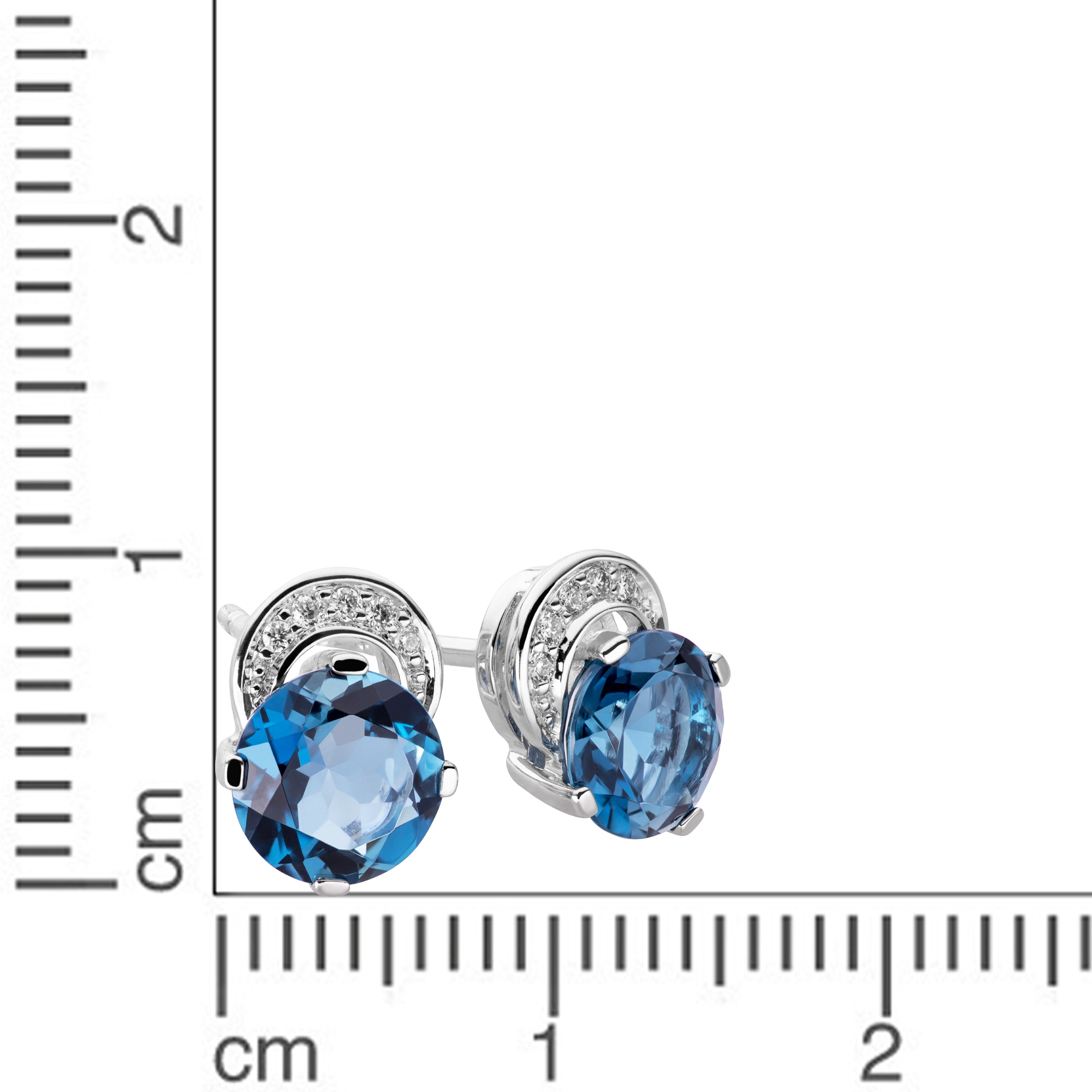 Orolino Paar Ohrstecker »Gold 585 mit Blautopas (beh.) 6mm und 10 Brillanten zus. 0,04ct.«
