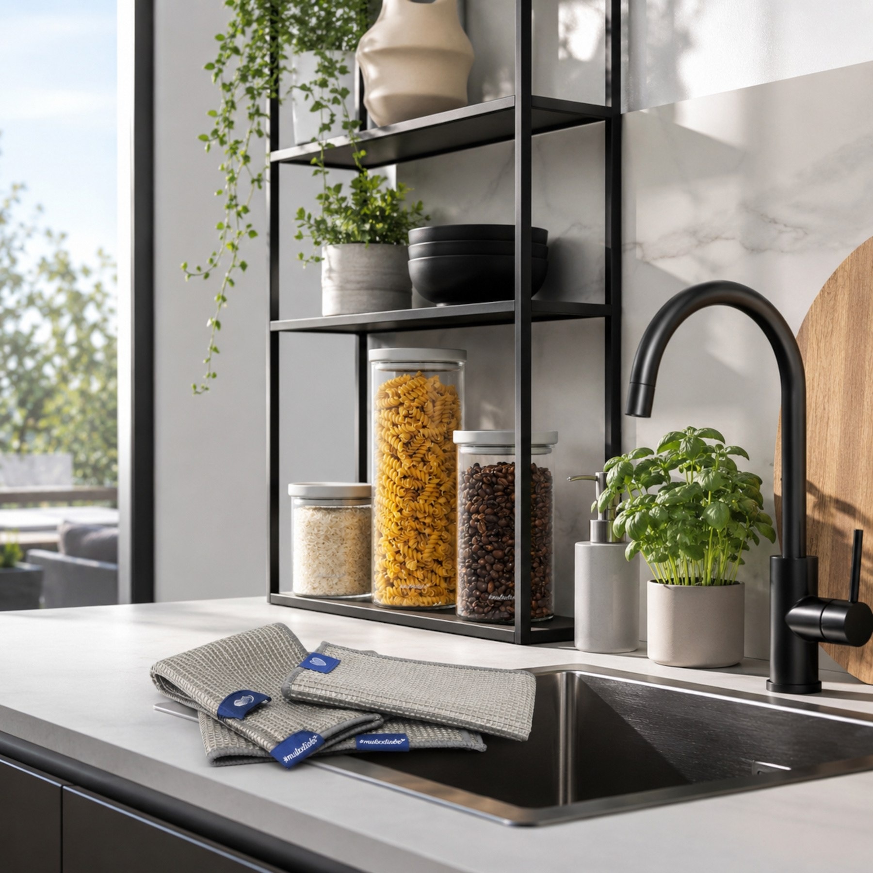 Mulex Aufbewahrungsdose »Vorratsglas KALMAR Vorratsgläser-Set mit Multifunktionstüchern« Vorratsgläser 6er Set aus Borosilikatglas, luftdicht und stapelbar