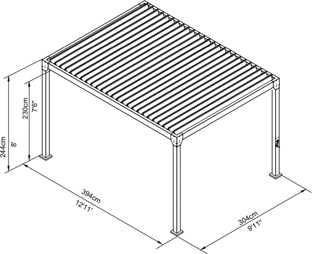 KONIFERA Pavillon »Palma«, Pergola, mit Lamellendach, Sockelmaß: 300x300 cm oder 400x300 cm