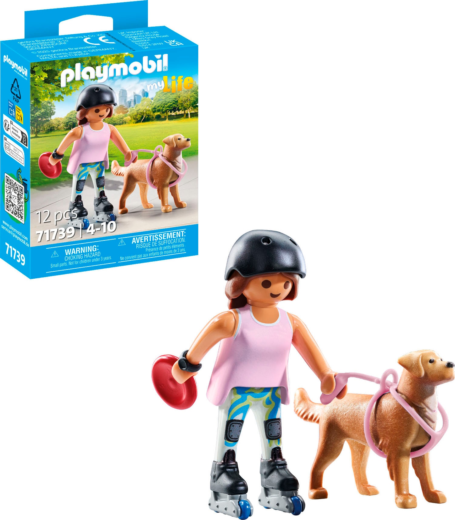 Playmobil® Konstruktions-Spielset »Inlinerin mit Retriever (71739), Playmobil My Life«, (12 St.)