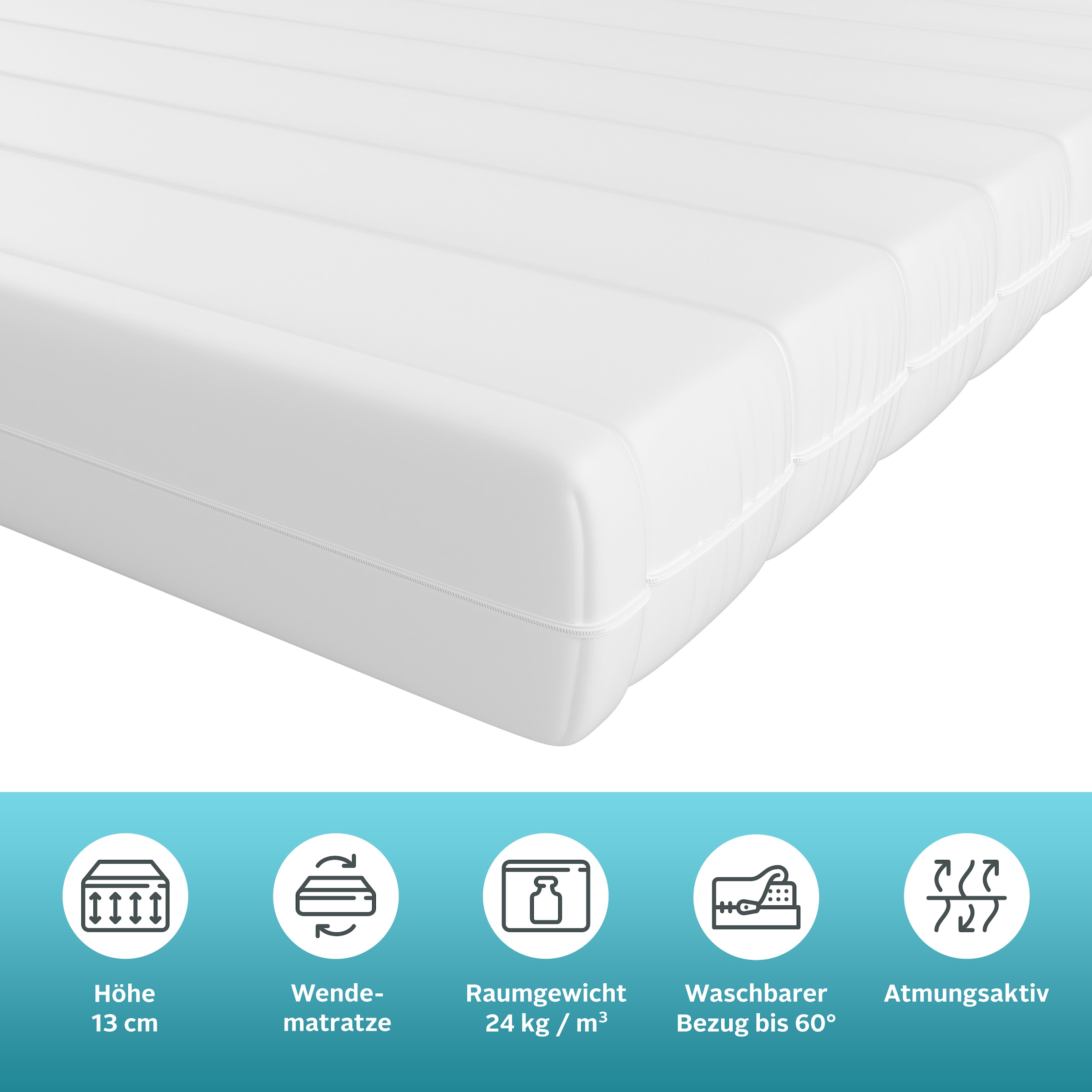 my home Komfortschaummatratze »NEUHEIT: Livja 13, 7-Zonen Matratze 90x200 cm, 140x200 cm & mehr« 13 cm hoch Raumgewicht: 24 kg/m³ 1-tlg., 1 Stk. tlg. Wendematratze, ergonomisch, atmungsaktiv, in 2 Härtegraden