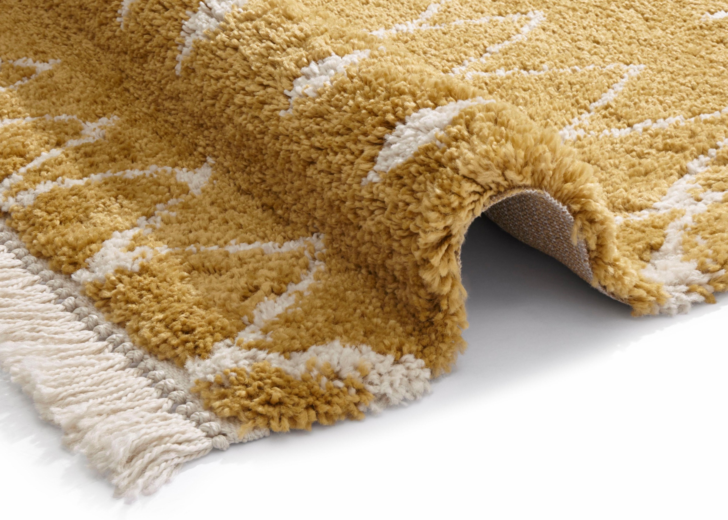 freundin Home Collection Hochflor-Teppich »Calla«, rechteckig, 35 mm Höhe, weicher Flor, Zickzack Muster mit Fransen, Robust, Pflegeleicht