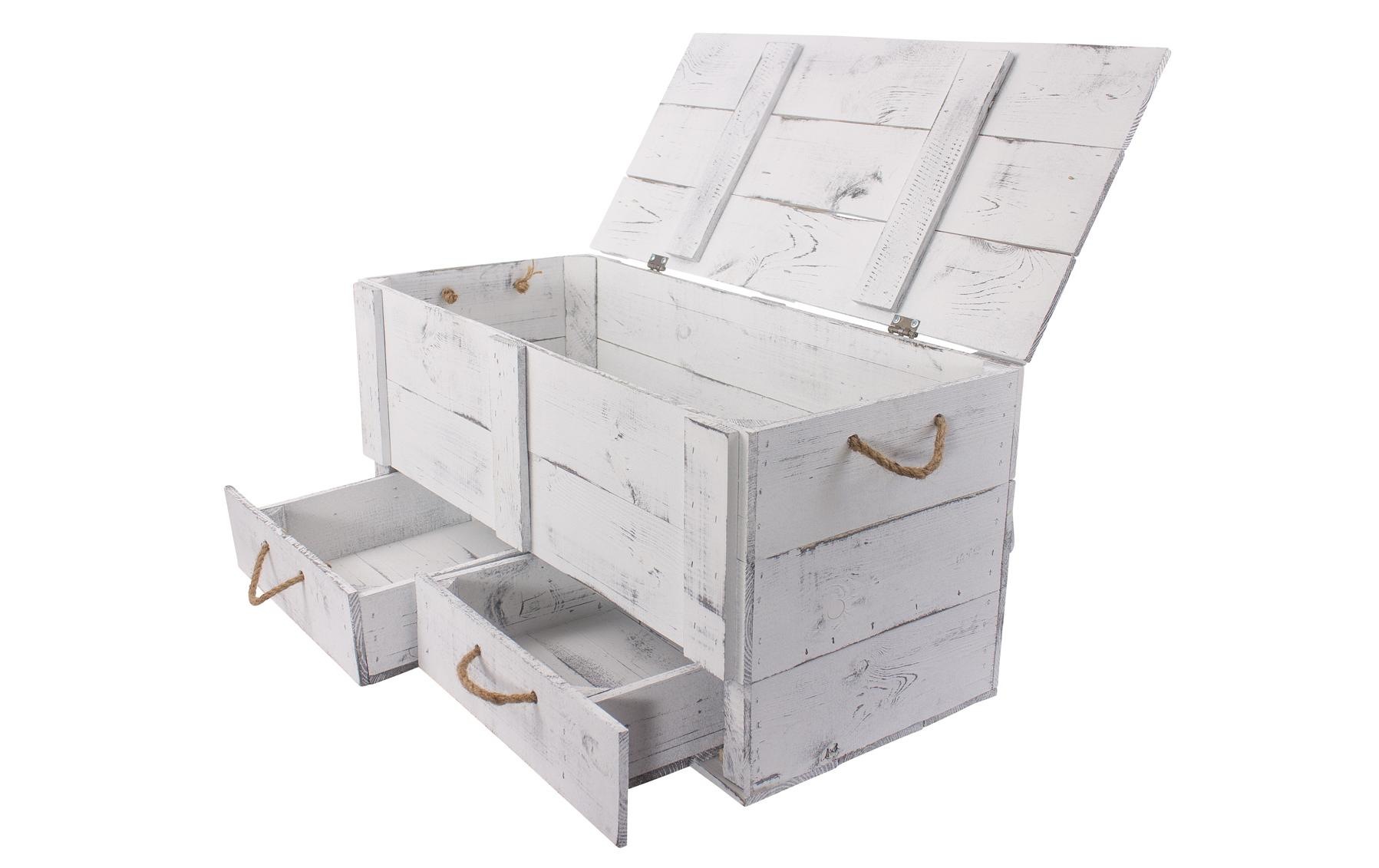 Holz Zollhaus Holzkiste »Vintage Shabby Weiss, 85 x 40 cm« Herkunftsland Ukraine, Holzart Kiefer