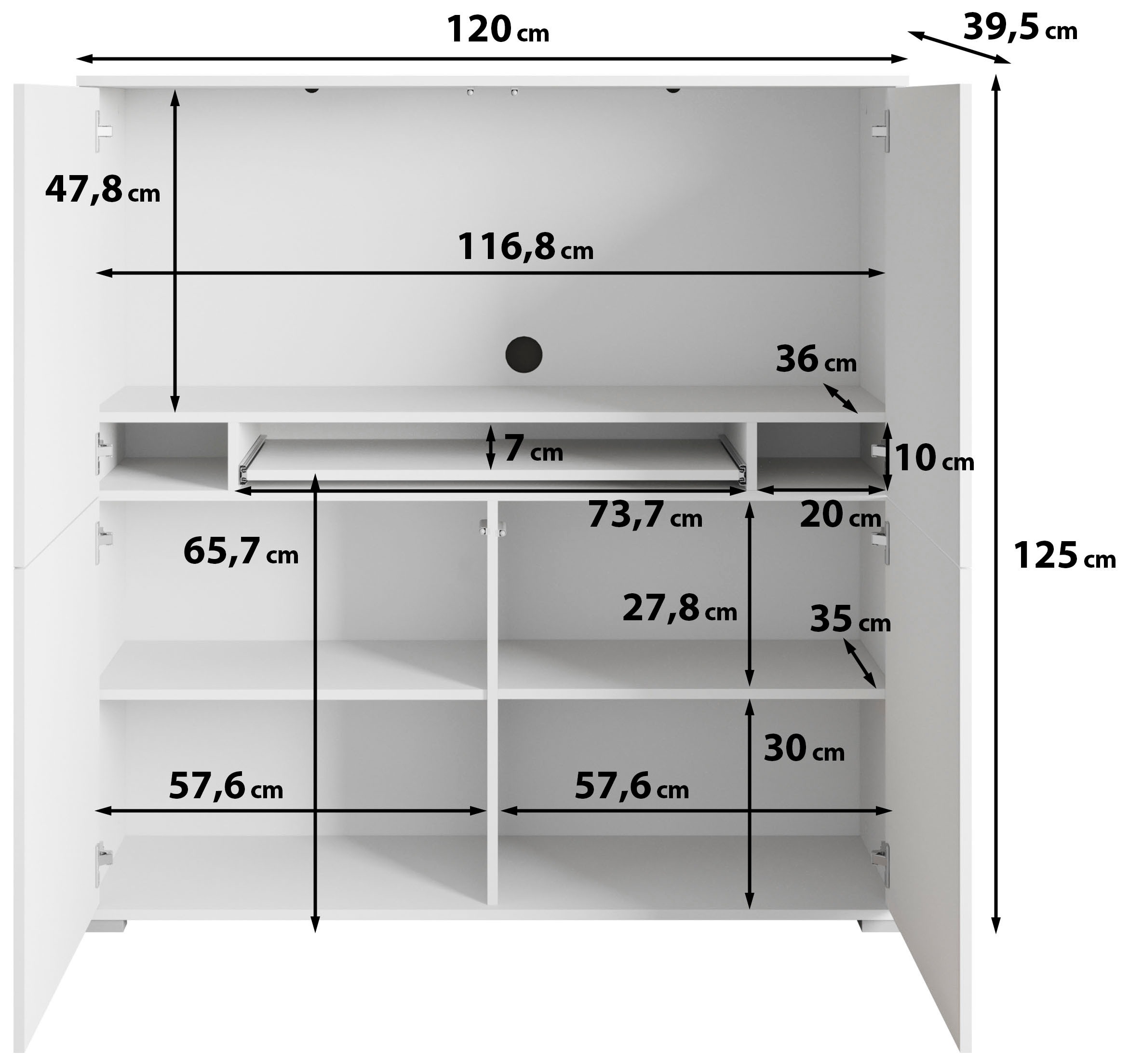 INOSIGN PC-Schrank »Kenia, Sekretär, Home Office« 1 Stk. tlg. Mit Push-to-open, Tastaturauszug und praktischem Stauraum