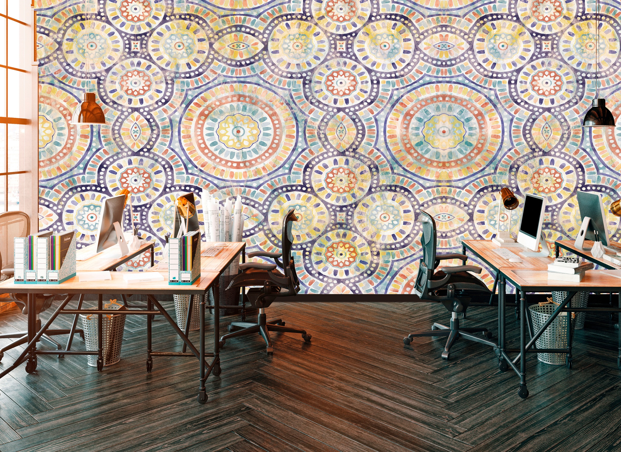 Architects Paper Fototapete »Atelier 47 Watercolour Ornament 1«, ornamental, Vlies, Wand, Schräge, Decke