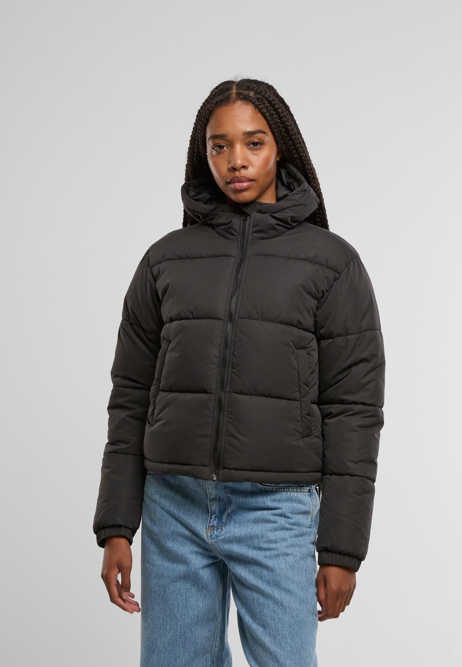 URBAN CLASSICS Winterjacke »Urban Classics Ladies Peached Puffer Jacket With Hood« 1 Stk. tlg. mit Kapuze