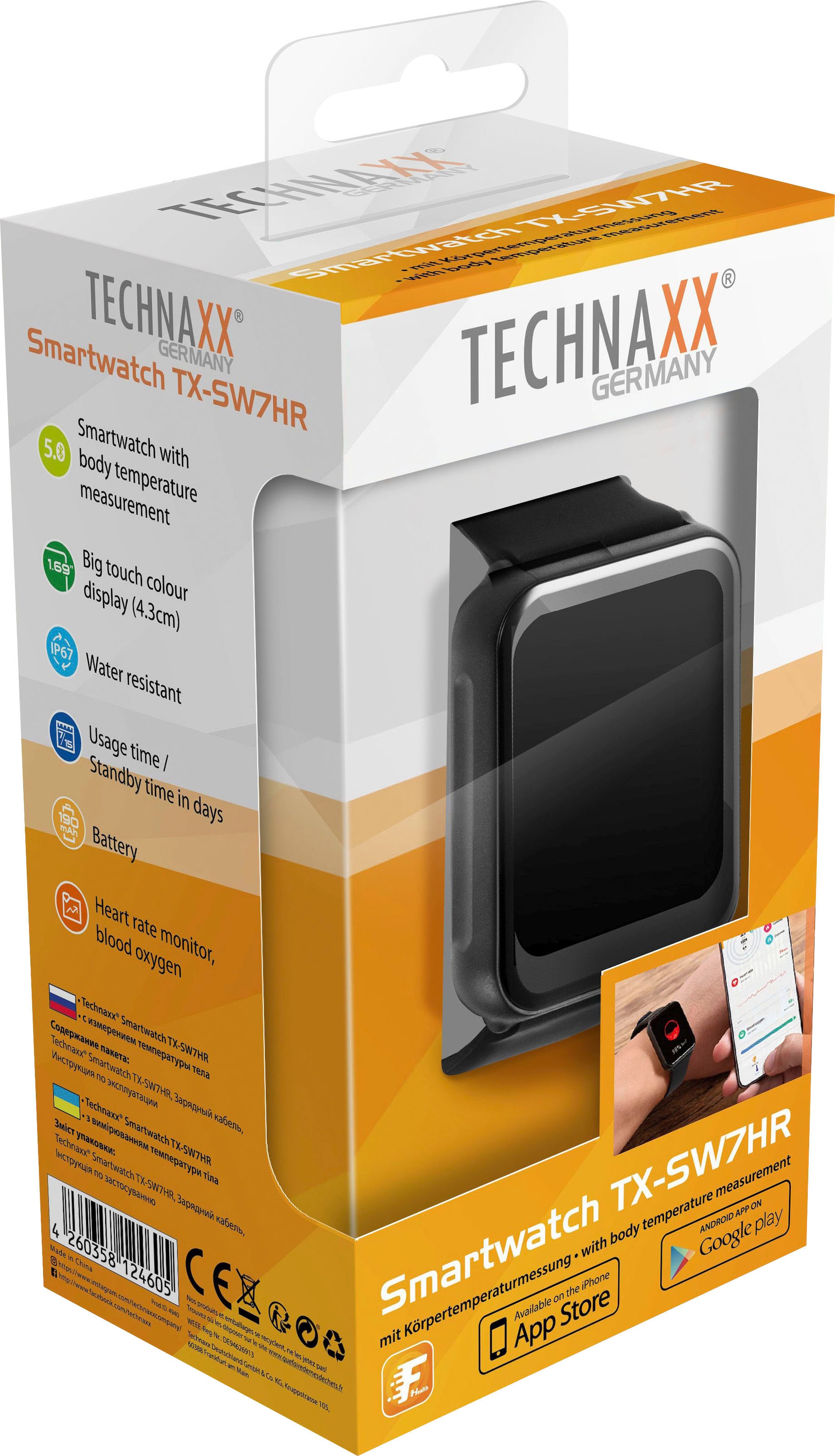 Technaxx Smartwatch »TX-SW7HR«, (Proprietär)