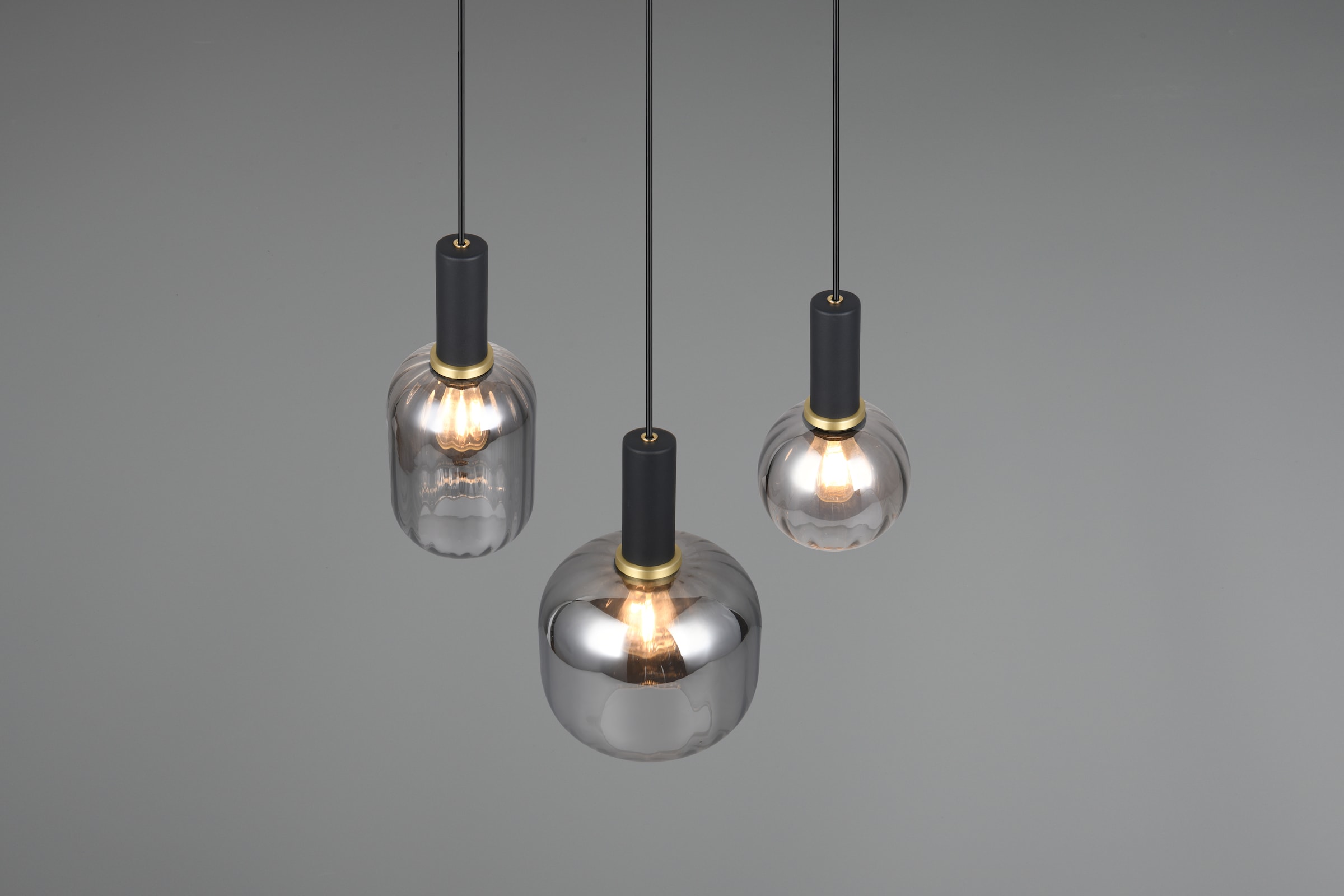 TRIO Leuchten Pendelleuchte »DIVA, E27 Hängelampe 3-flammig mit Glasschirm, exkl 3xE27 max 10W«, 3 flammig, Leuchtmittel E27 | Leuchtmittel wechselbar, höhenverstellbar bis max 150cm Hängeleuchte Ø 30 cm Wohnzimmer Küche