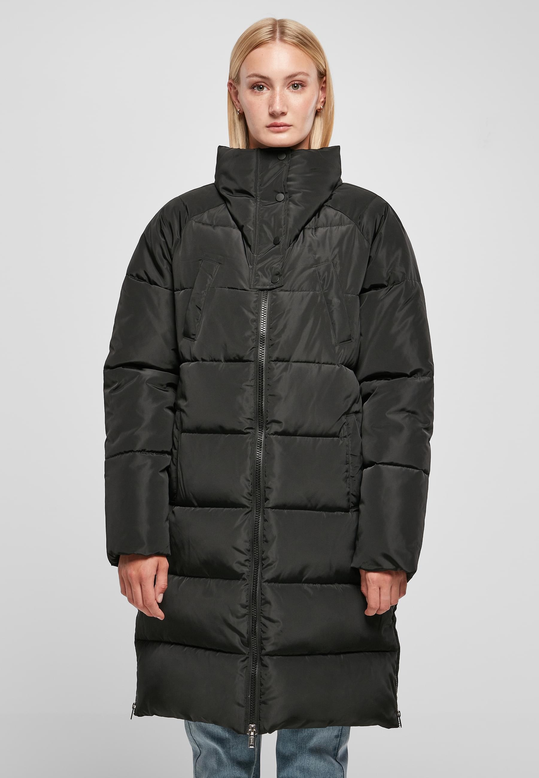 URBAN CLASSICS Winterjacke »Urban Classics Damen Ladies High Neck Puffer Coat« 1 Stk. tlg. ohne Kapuze