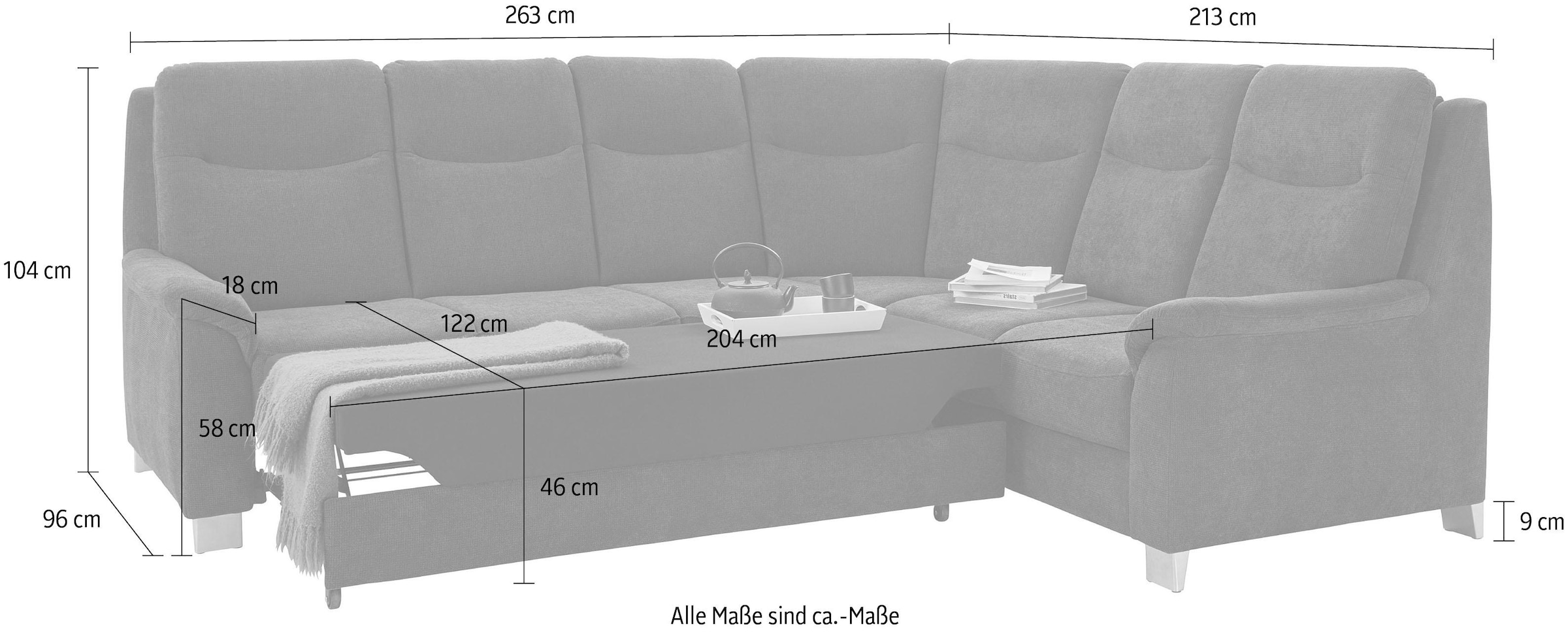 sit&more Ecksofa »Boccaccio L-Form«, mit Federkern und Kopfteilverstellung, wahlweise mit Bettfunktion