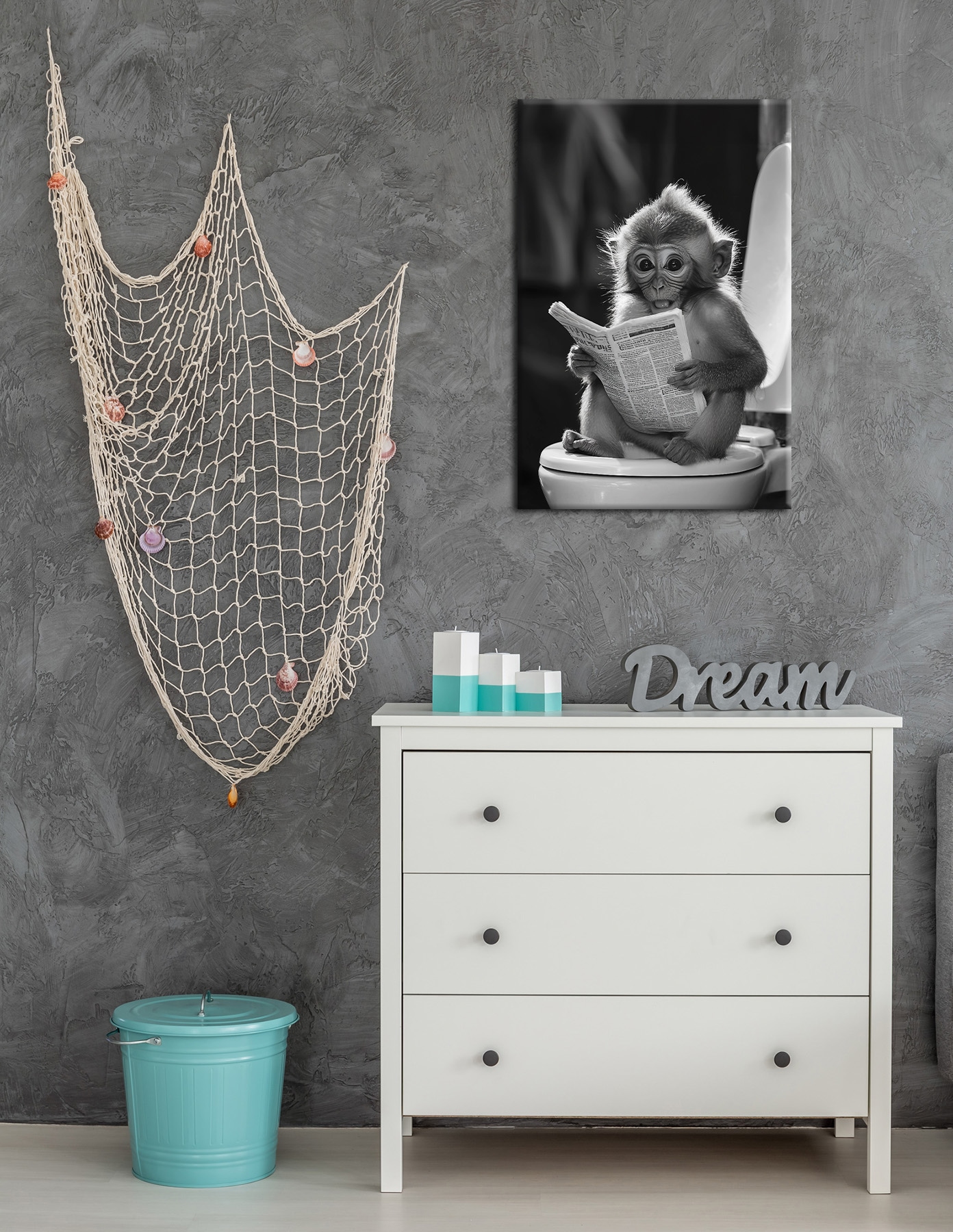Bönninghoff Leinwandbild »Wandbild AFFE BEIM GESCHÄFT 60x90 cm – Leinwandbild Keilrahmen Deko« Affen | Affenbilder | Schwarz-Weiß 1 Stk. tlg. auf Keilrahmen gespannt