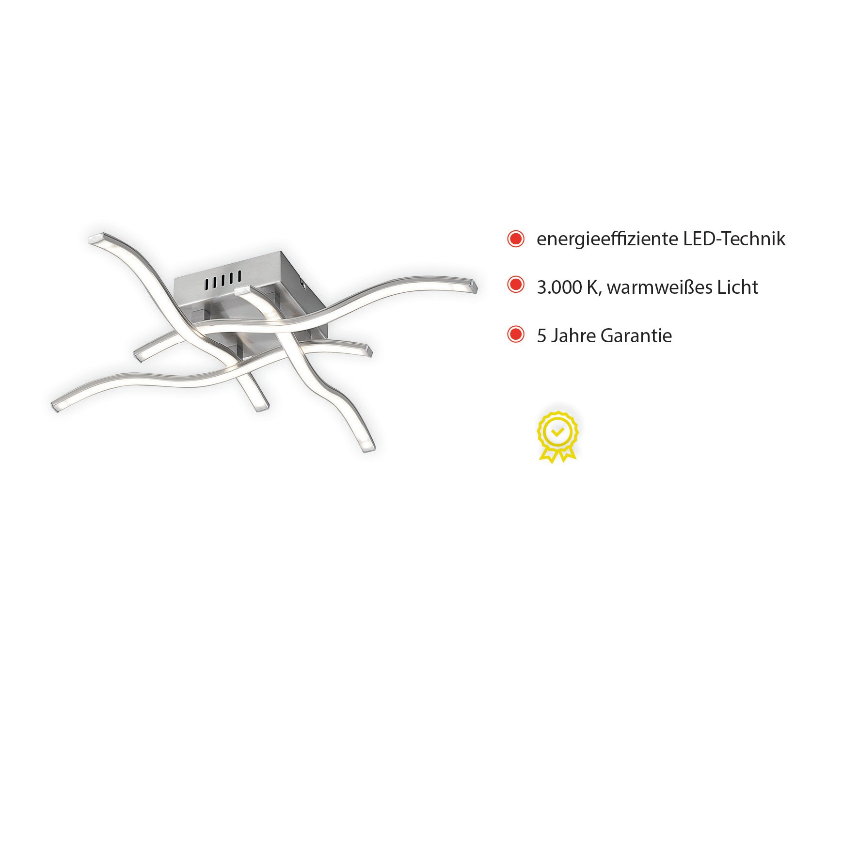JUST LIGHT Deckenleuchte »WAVE«, 4 flammig, Leuchtmittel LED-Board   LED fe günstig online kaufen