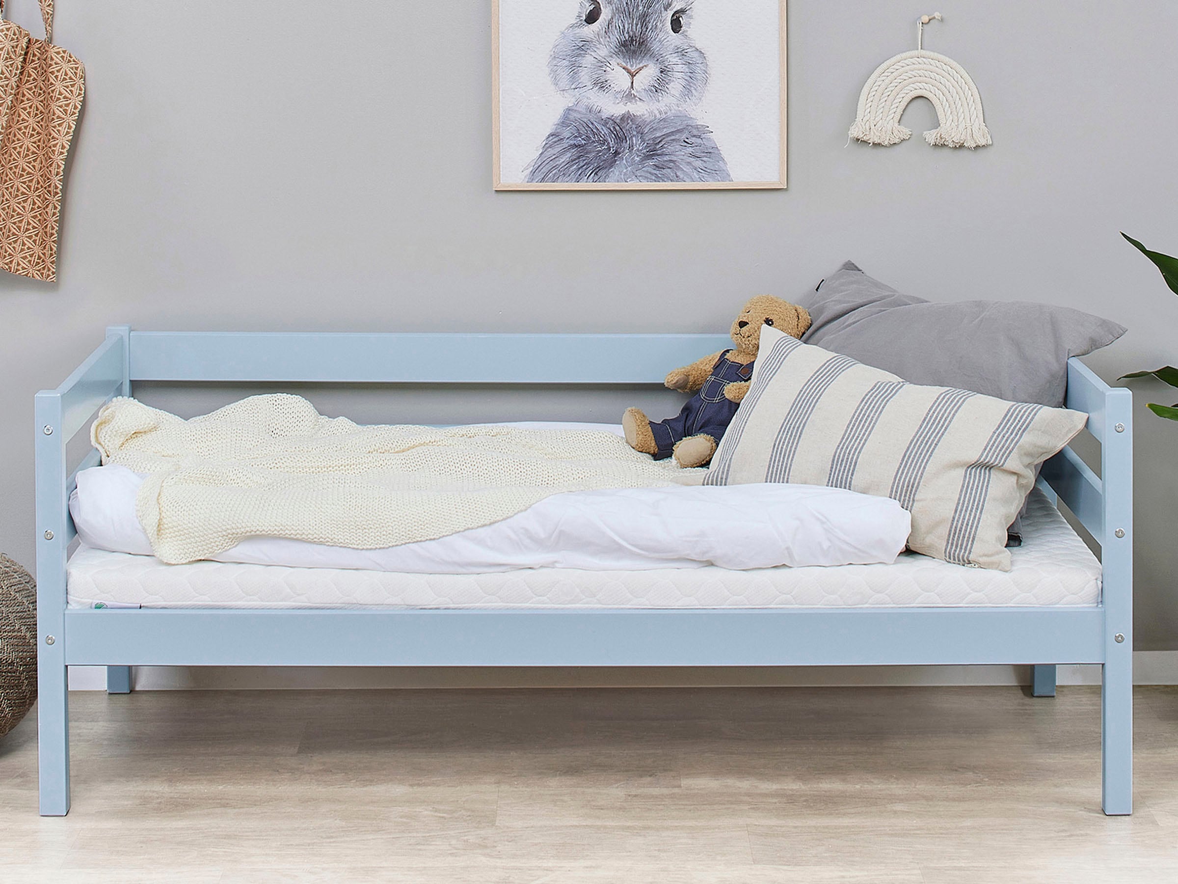 Hoppekids Einzelbett »ECO Comfort Kinderbett, Kiefer Massivholz, Jugendbett inkl. Rollrost«, 70x160 cm, wahlweise in verschieden Farben/ Matratze/ Absturzsicherung