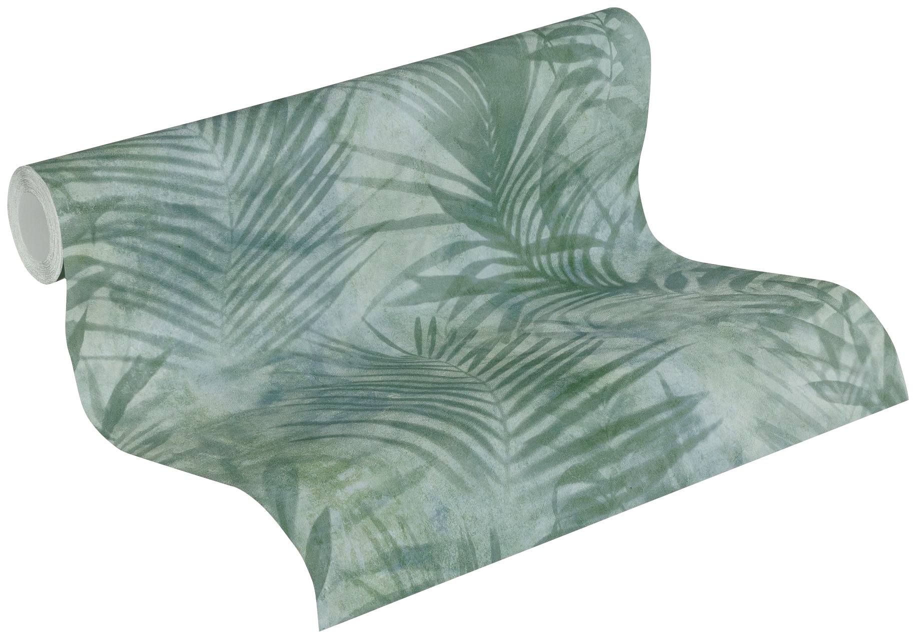 A.S. Création Vliestapete »Neue Bude 2.0 Tropical Concret mit Palmenblättern«, floral-botanisch-Wald, Dschungeltapete Tapete Palmen Tapeten Wohnzimmer Schlafzimmer Küche
