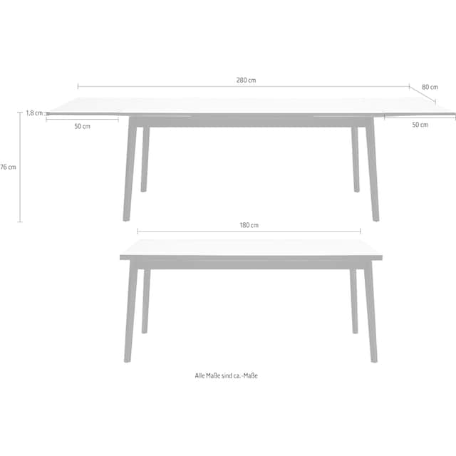 Hammel Furniture Esstisch »Basic by Hammel Single«, 180(280)x80 cm,  Tischplatte aus Melamin und Gestell in Massivholz auf Rechnung kaufen
