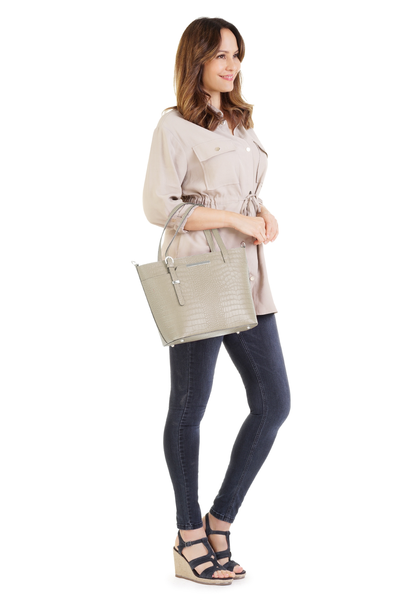 Cluty Henkeltasche, echt Leder, Made in Italy