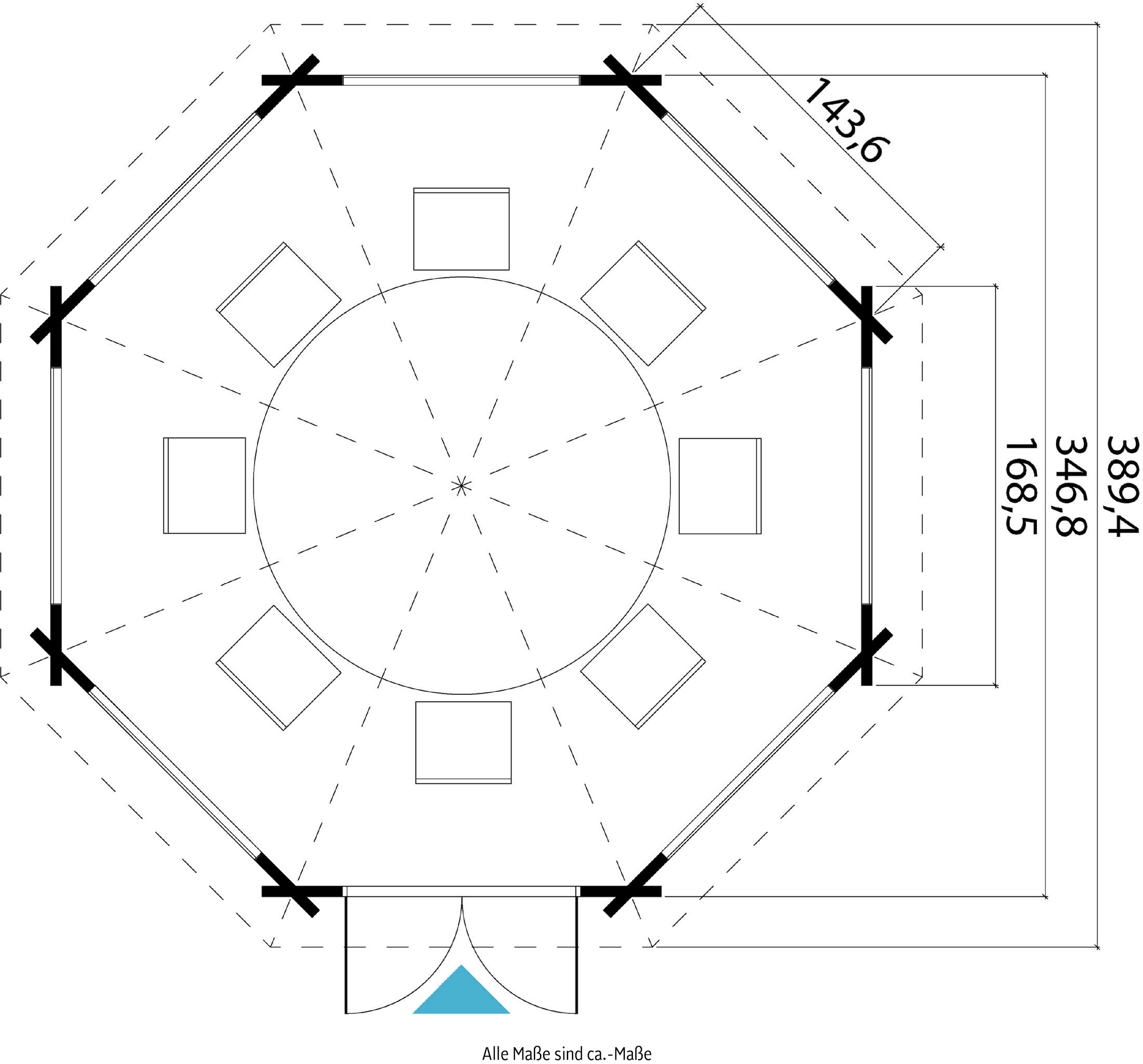 LASITA MAJA Pavillon »Jamaica«, (Set, Inklusive Fussbodenbretter zum verlegen), BxT: 389,4x389,4 cm, Fichtenholz