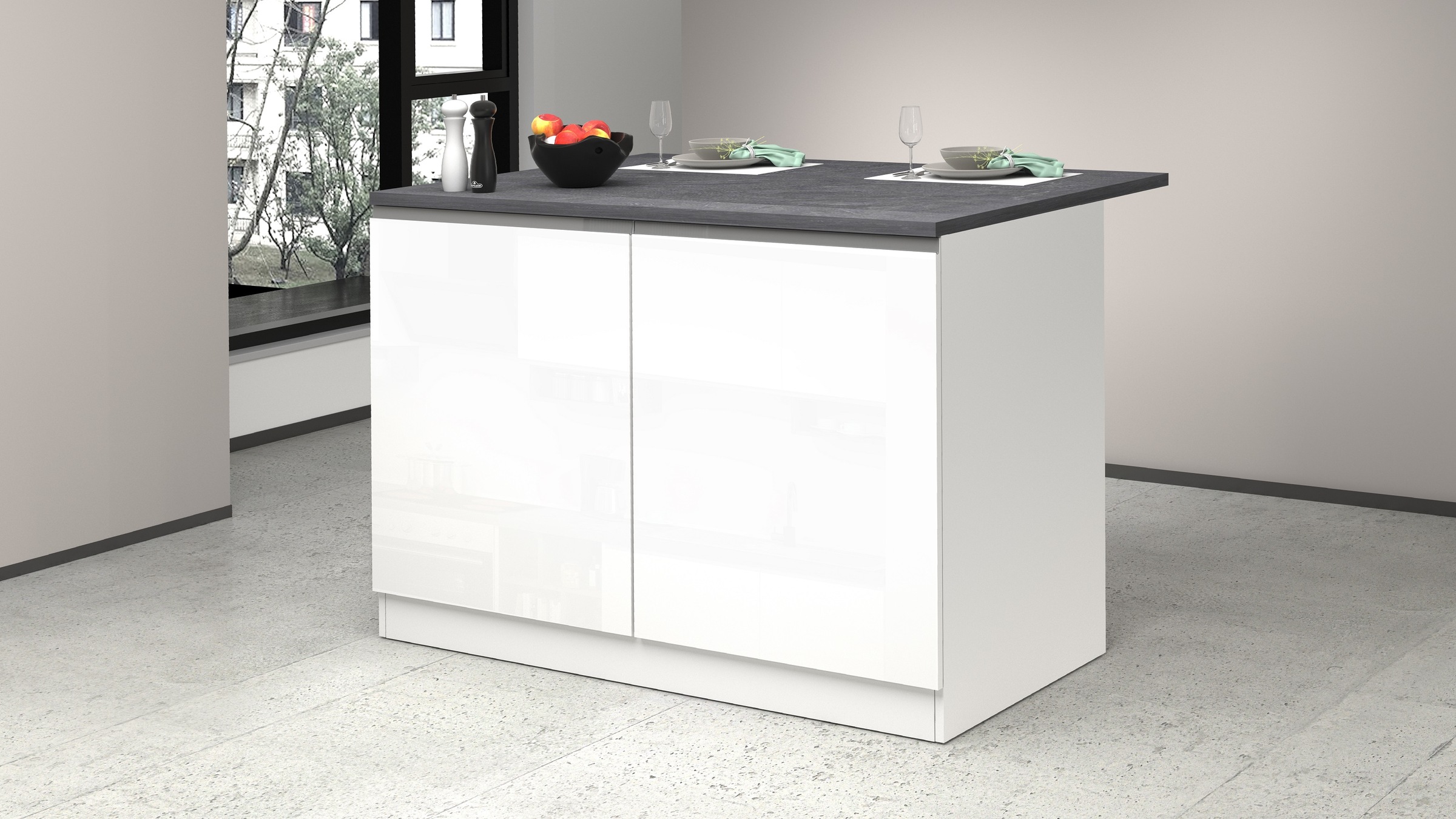 KOCHSTATION Kücheninsel »KS-Sole« Breite 125 cm, mit 2 Türen günstig online kaufen